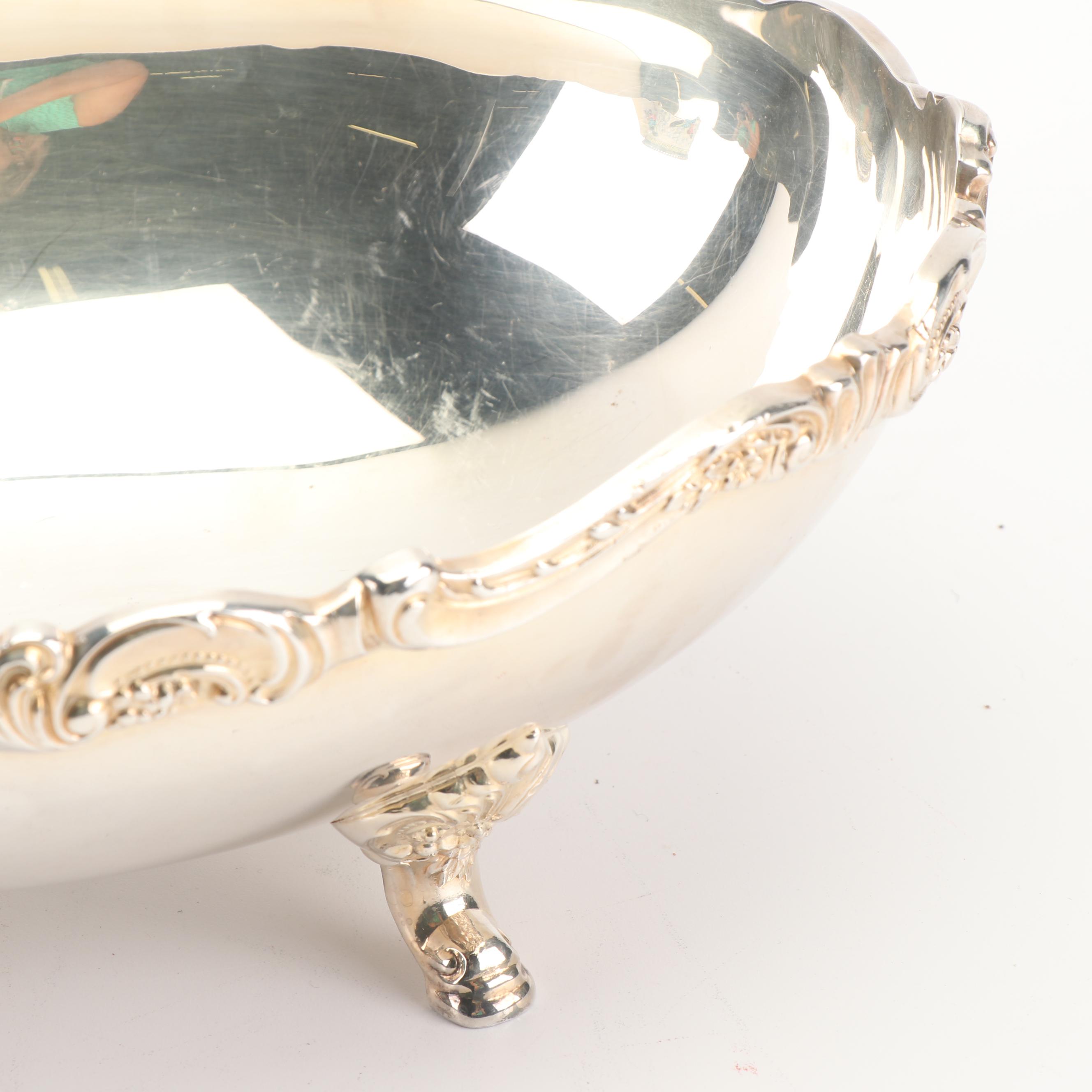 Wallace Silversmiths "Baroque" Silver Plate Footed Centerpiece Bowl