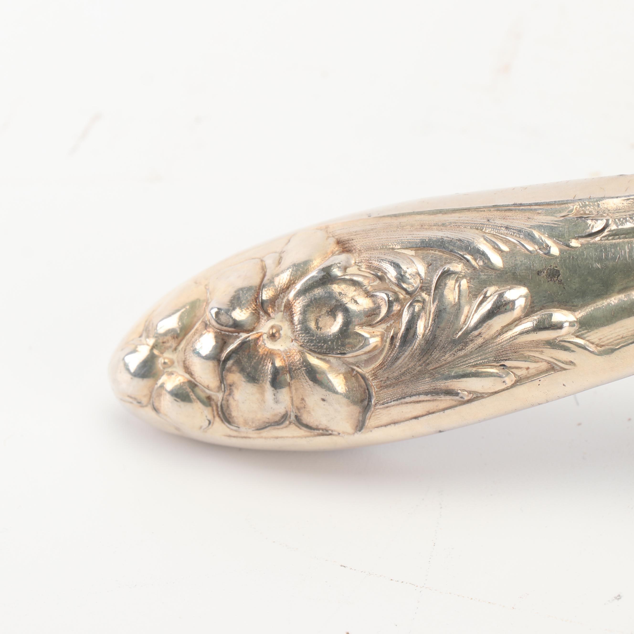 Antique Empire Art Silver Plate Vanity Hand Mirror