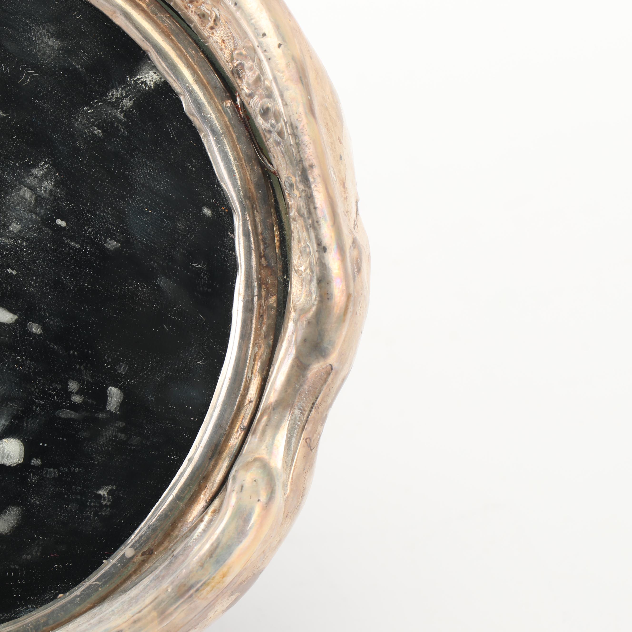 Antique Empire Art Silver Plate Vanity Hand Mirror