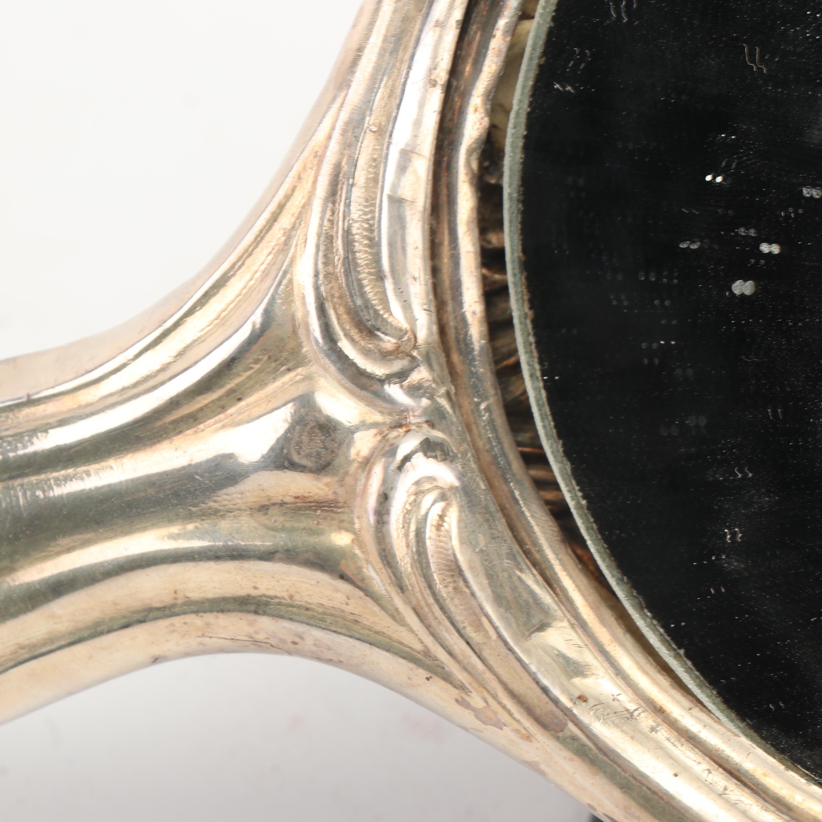 Antique Empire Art Silver Plate Vanity Hand Mirror