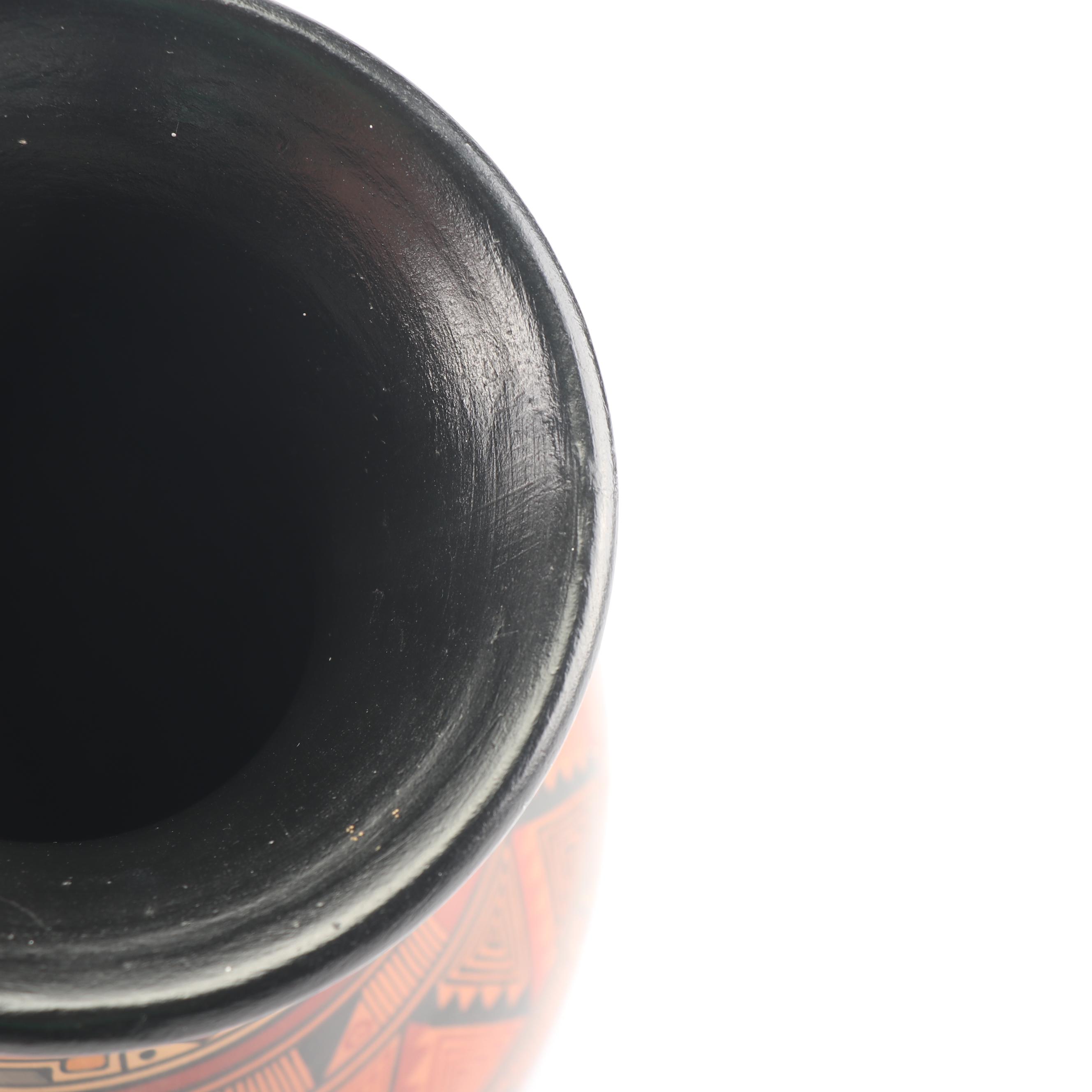 Signed Peruvian Hand-Painted Terracotta Vase