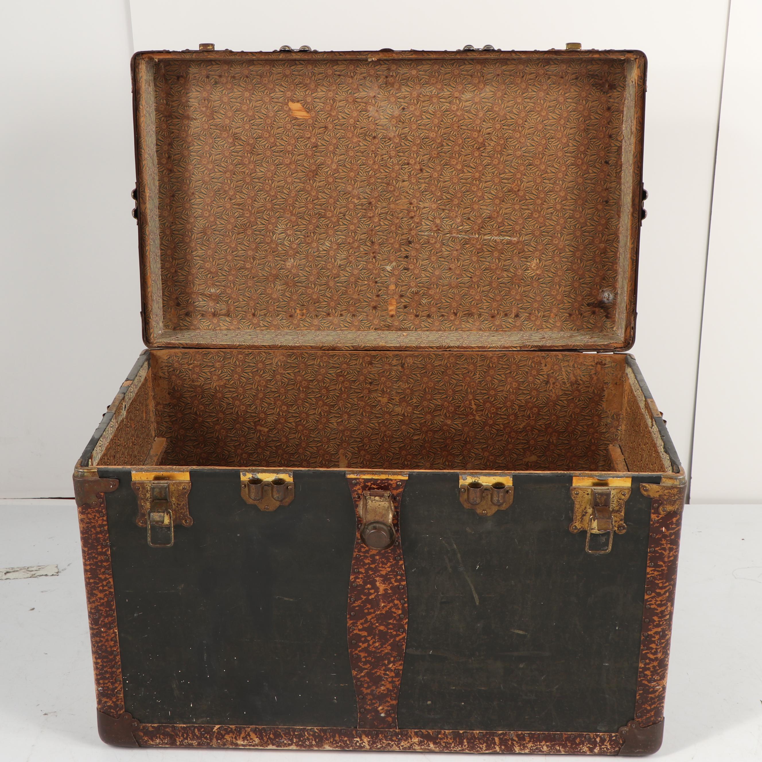 Vintage Steamer Trunk with Mottled Accents