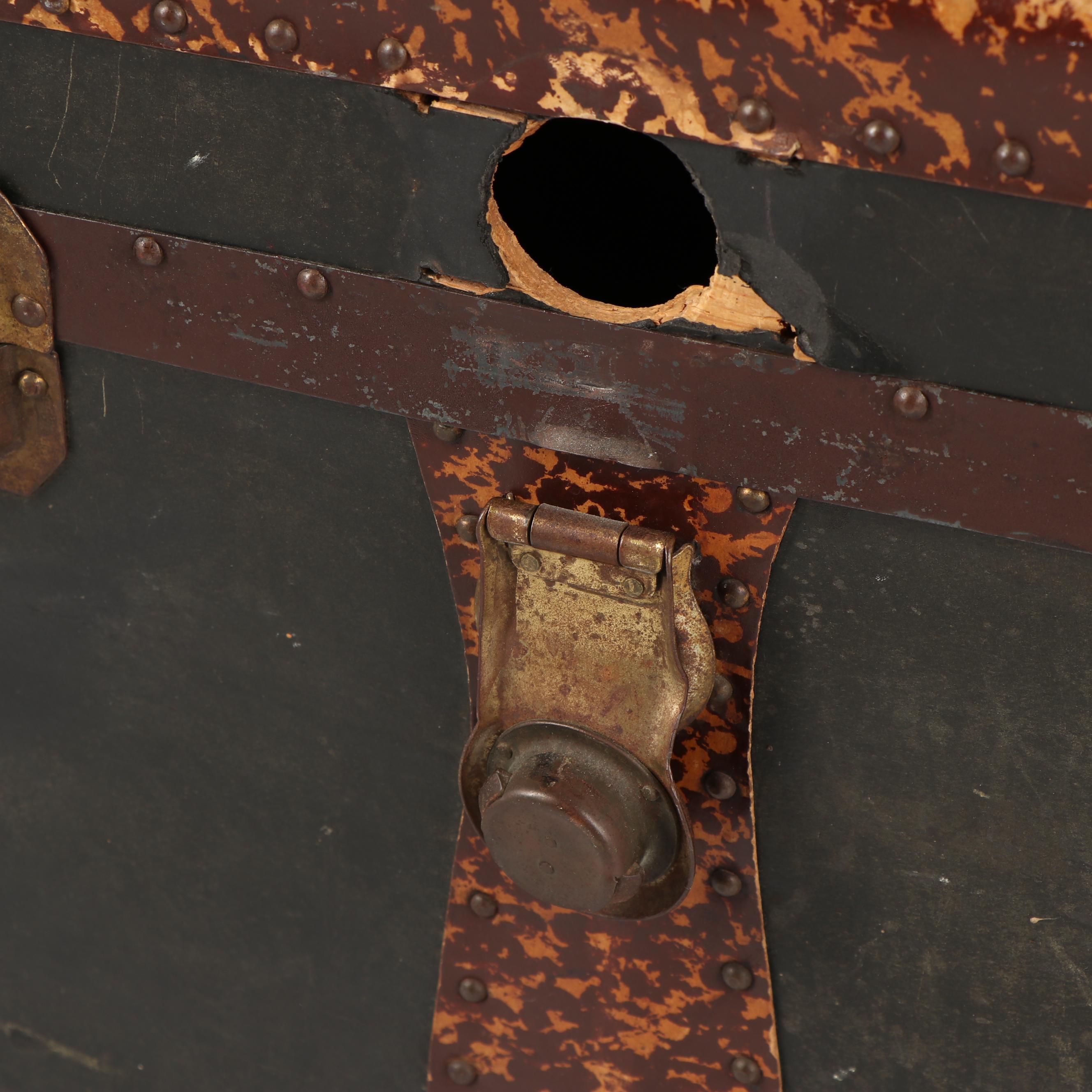 Vintage Steamer Trunk with Mottled Accents