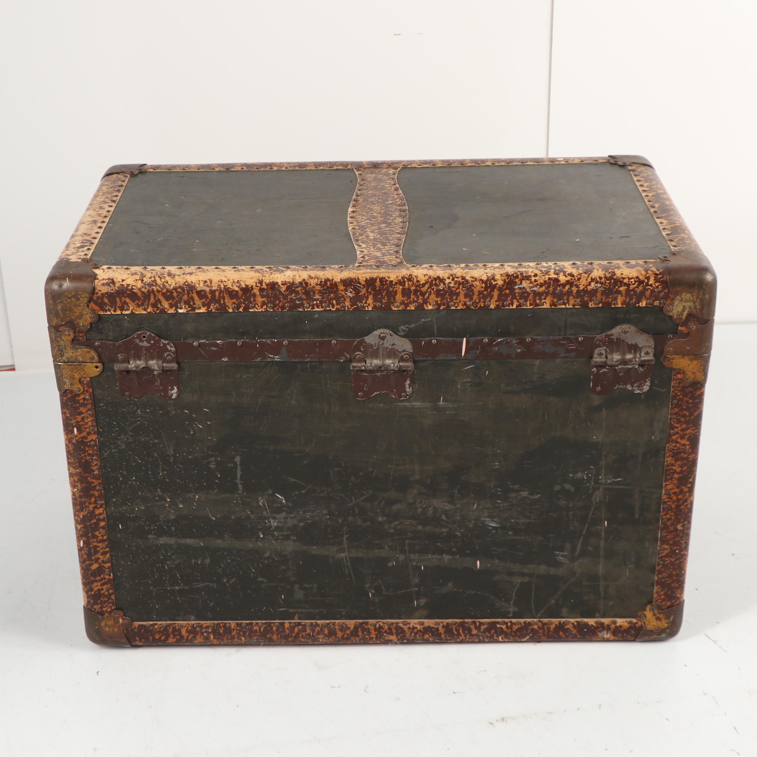 Vintage Steamer Trunk with Mottled Accents