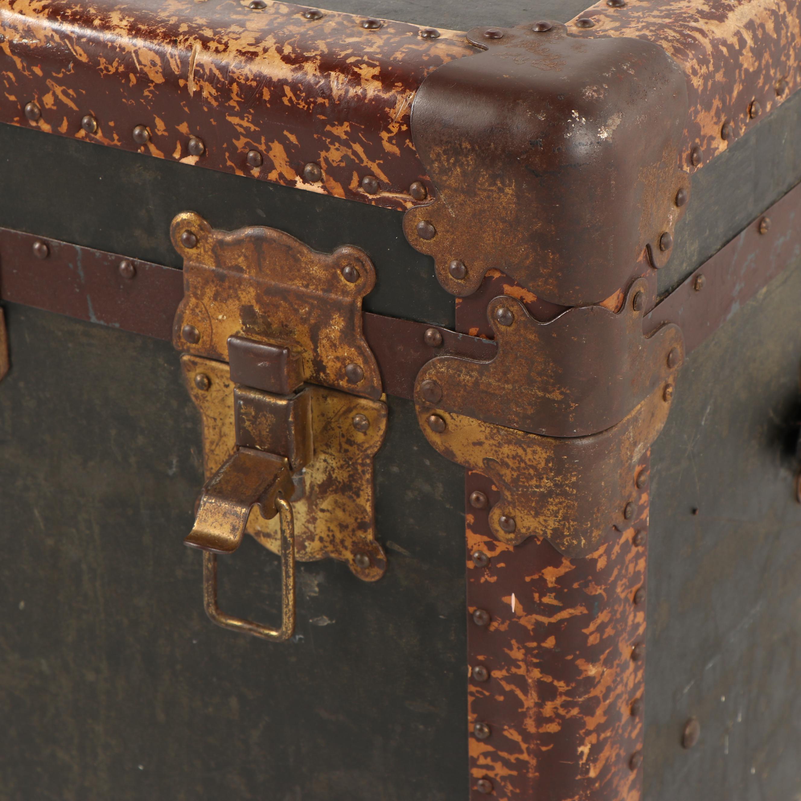 Vintage Steamer Trunk with Mottled Accents