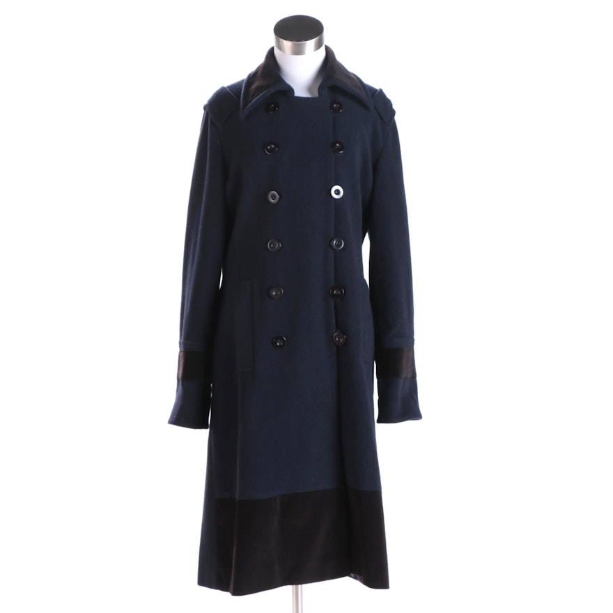 Women's Chloé Navy and Black Wool Double-Breasted Coat