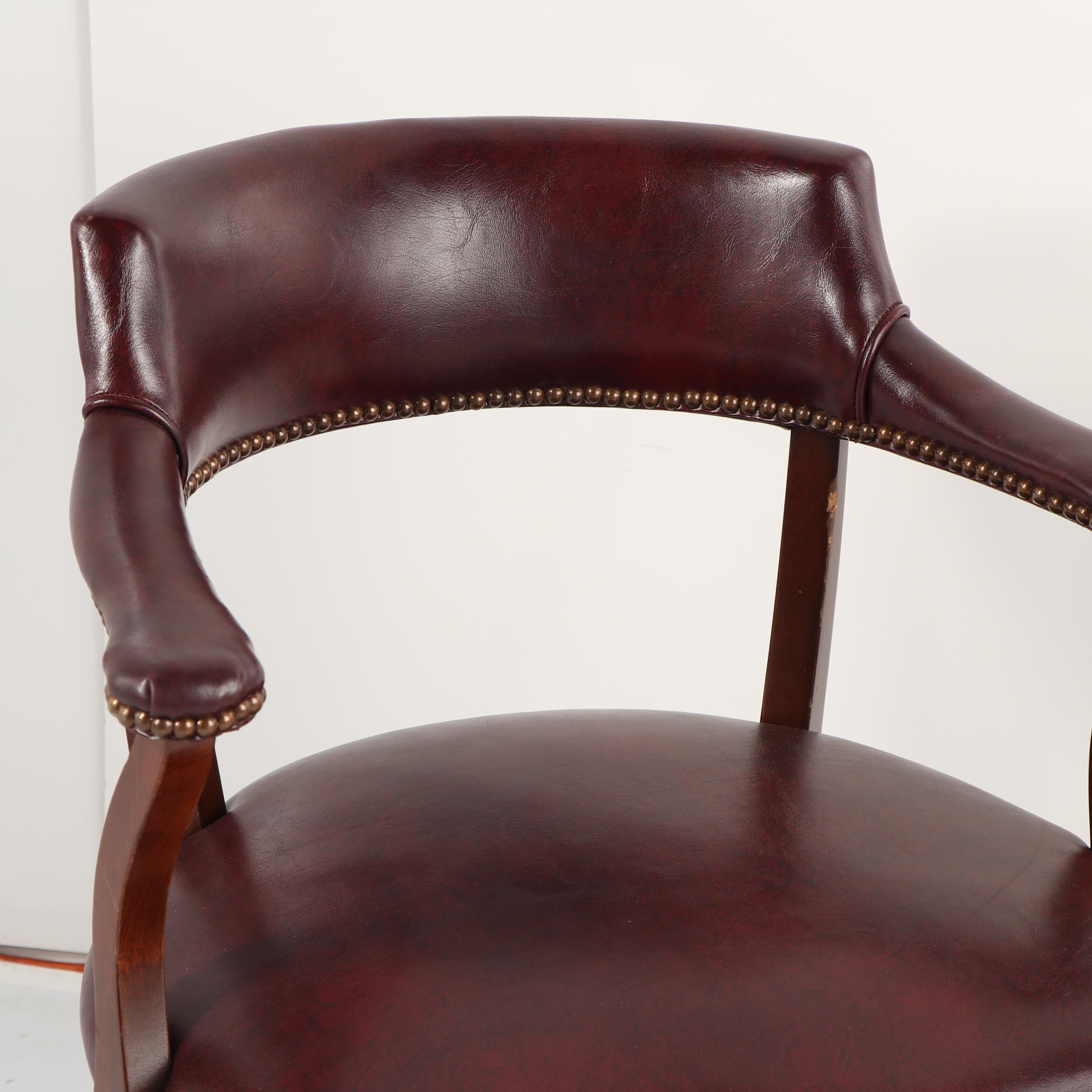 Vintage Vinyl Upholstered Open Tub Style Chair on Casters