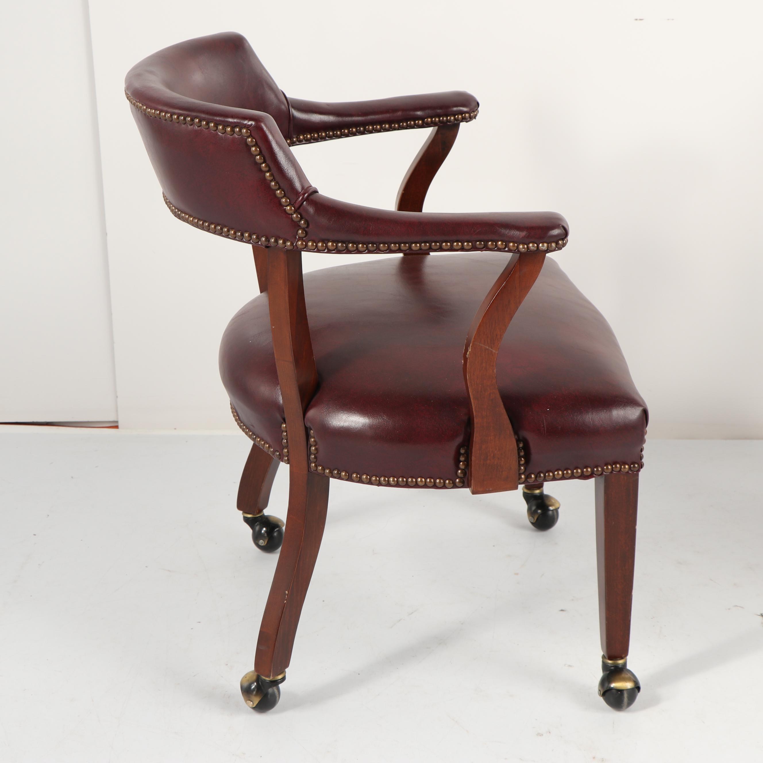 Vintage Vinyl Upholstered Open Tub Style Chair on Casters
