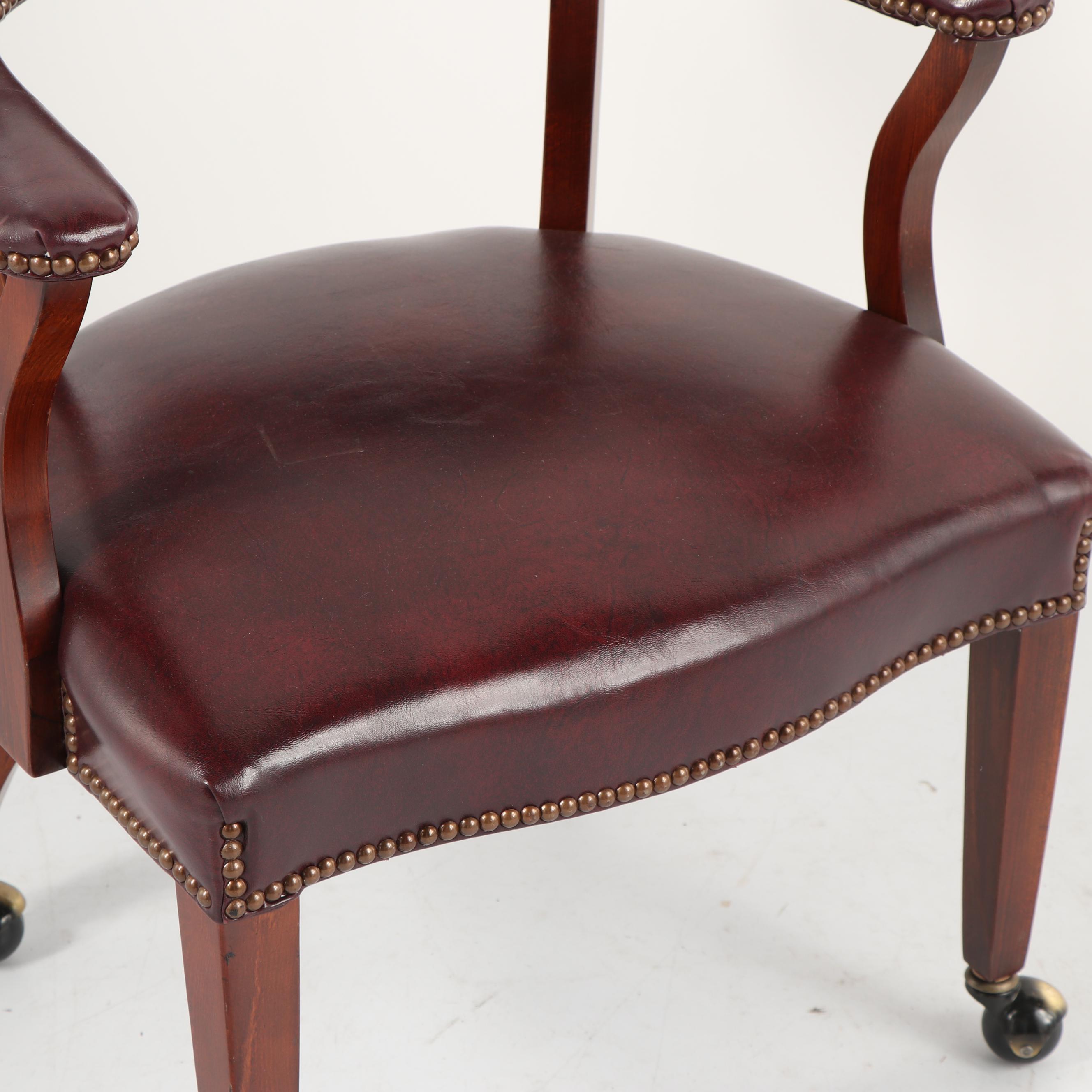 Vintage Vinyl Upholstered Open Tub Style Chair on Casters