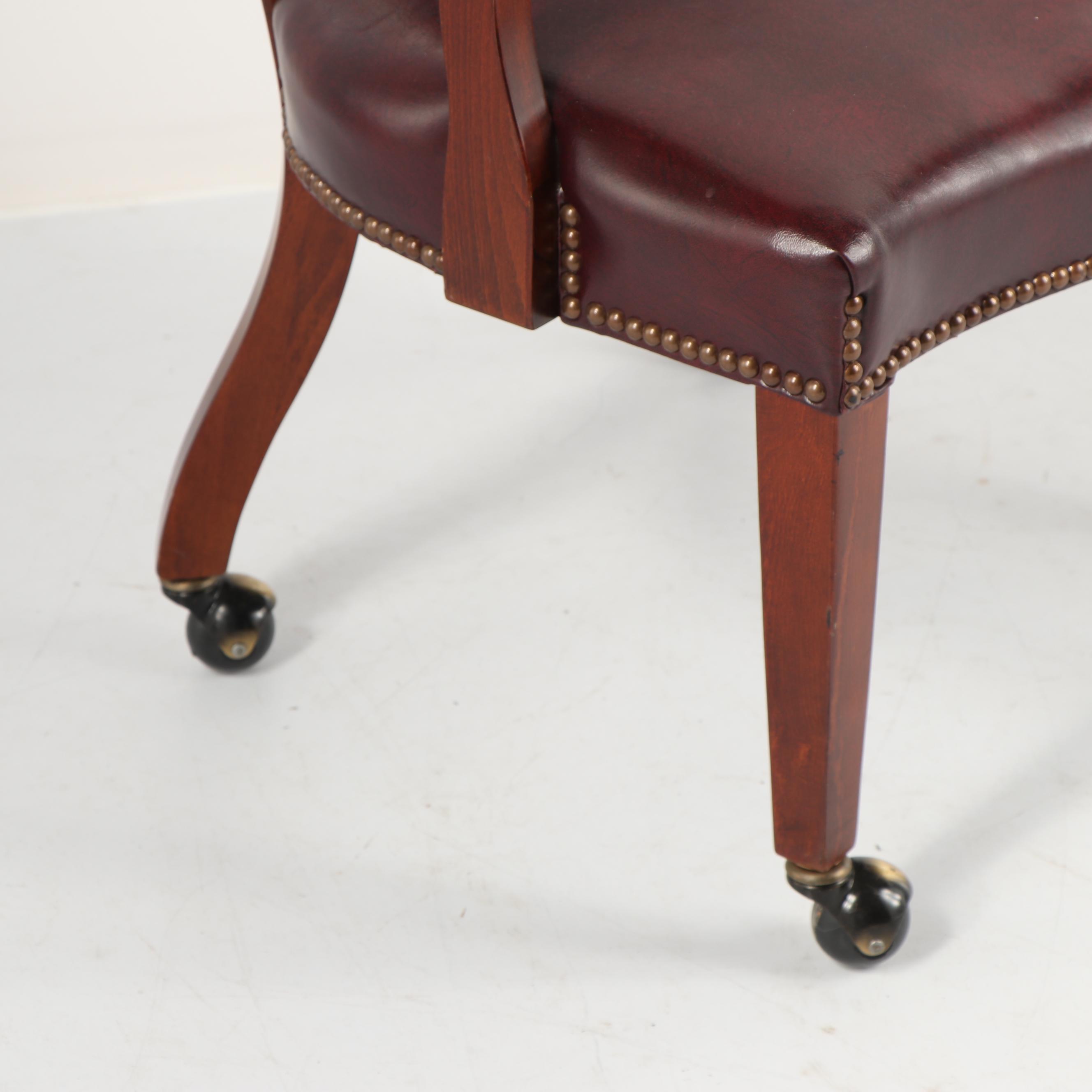 Vintage Vinyl Upholstered Open Tub Style Chair on Casters
