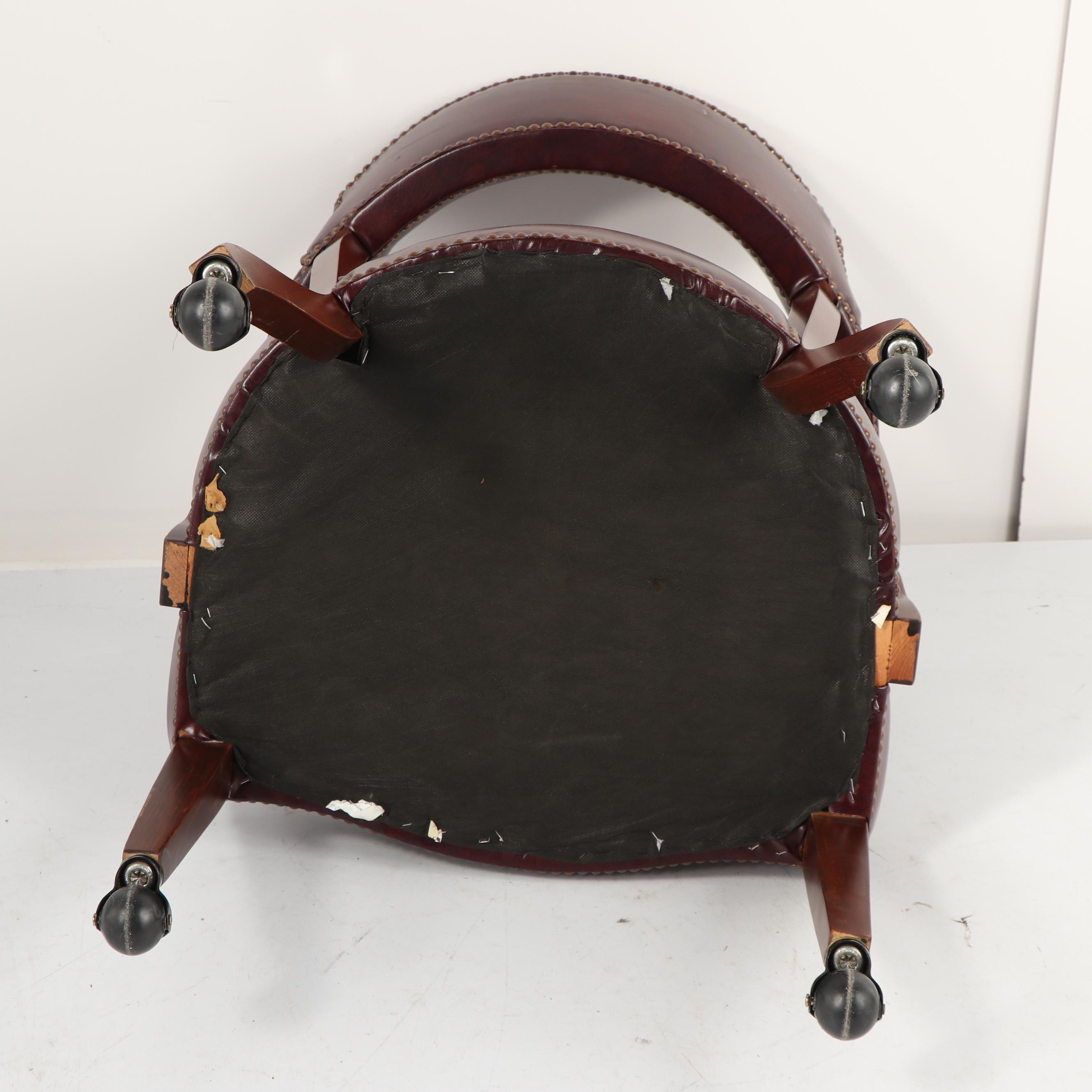 Vintage Vinyl Upholstered Open Tub Style Chair on Casters