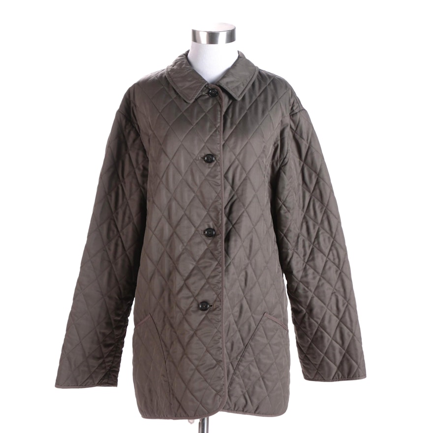 Women's Burberry London Dark Olive Green Quilted Jacket