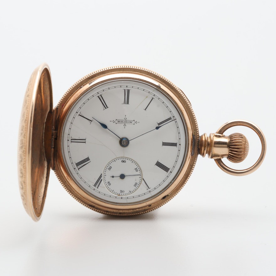 Circa 1881 Elgin Gold-Filled White Dial Pocket Watch