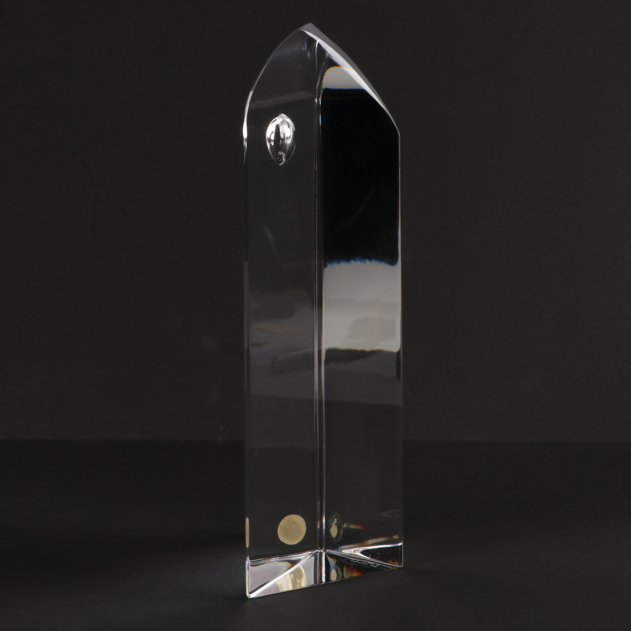 Val St. Lambert Signed Yan Zoritchak Abstract Crystal Owl Figurine