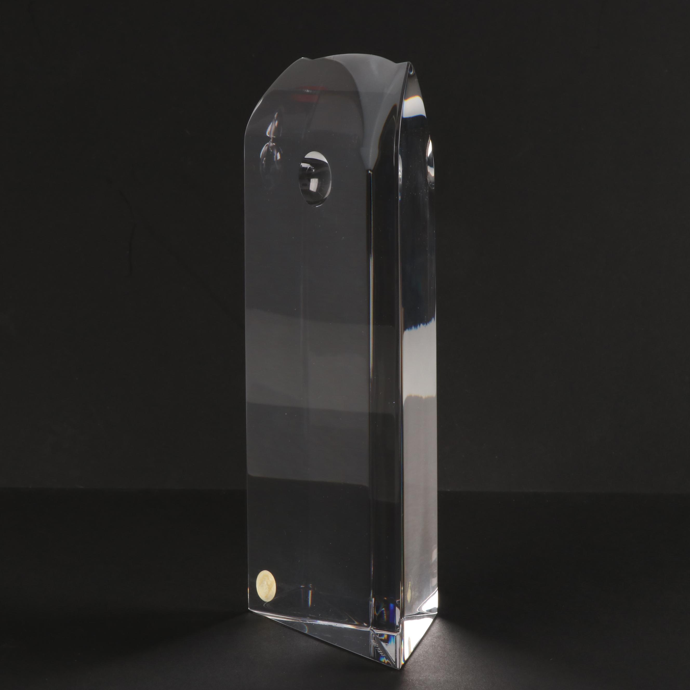 Val St. Lambert Signed Yan Zoritchak Abstract Crystal Owl Figurine