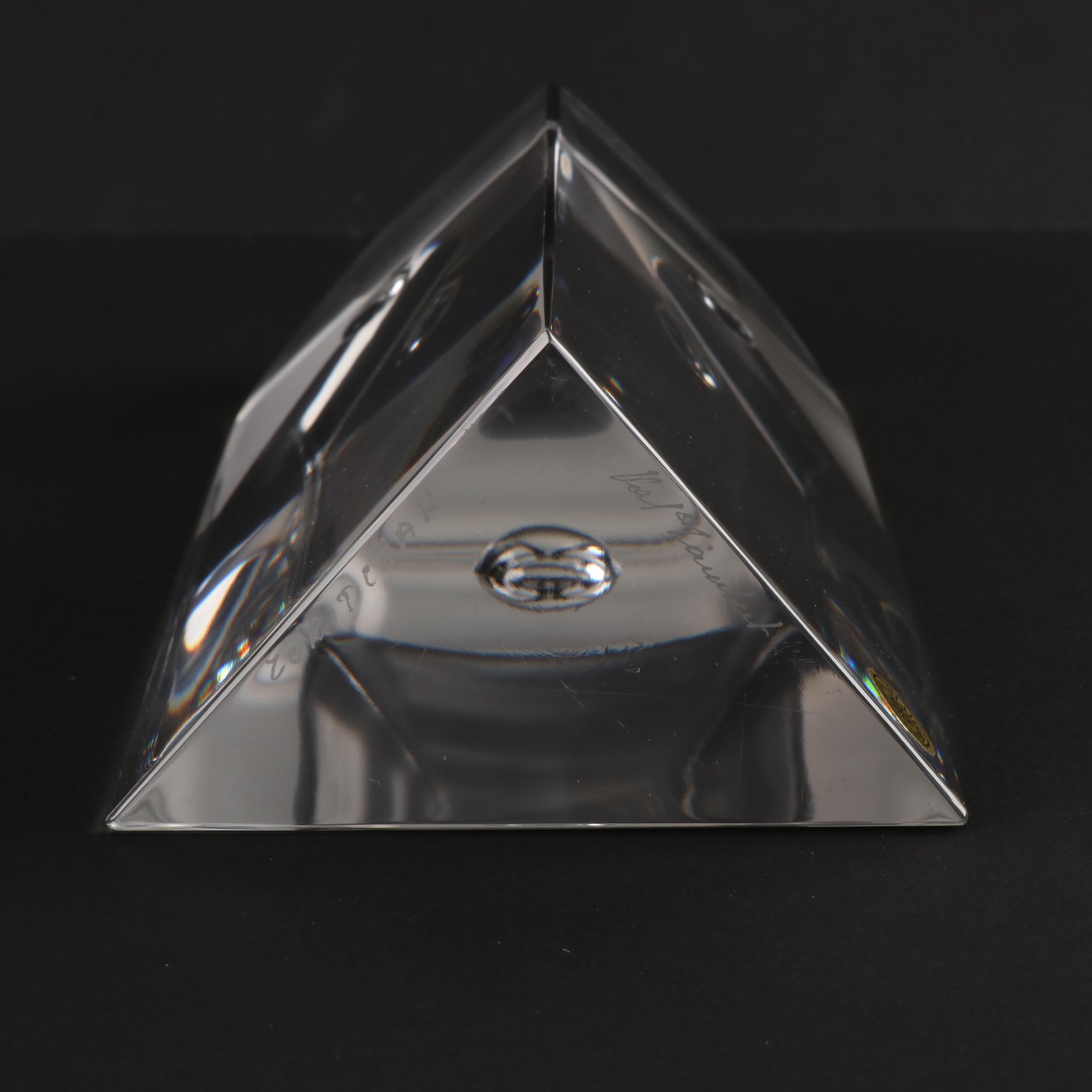 Val St. Lambert Signed Yan Zoritchak Abstract Crystal Owl Figurine