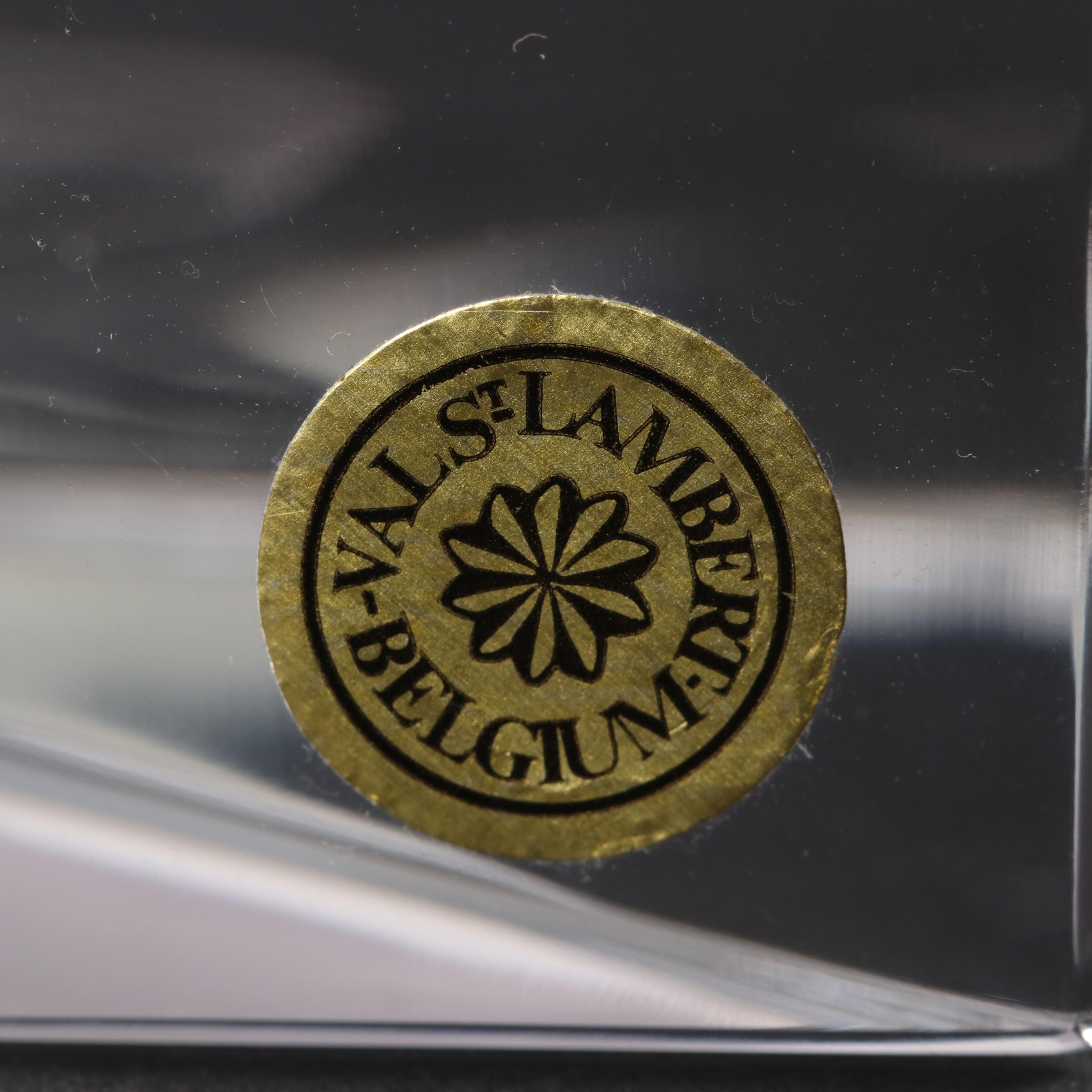 Val St. Lambert Signed Yan Zoritchak Abstract Crystal Owl Figurine