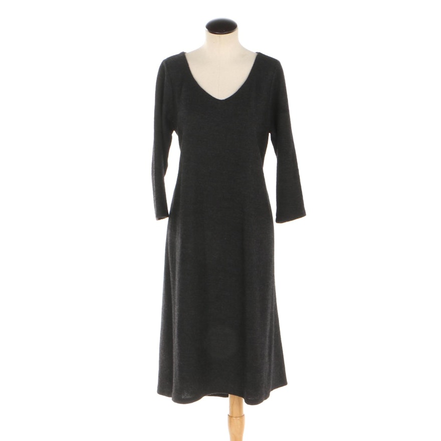 Eileen Fisher Heather Black Wool Shift Dress