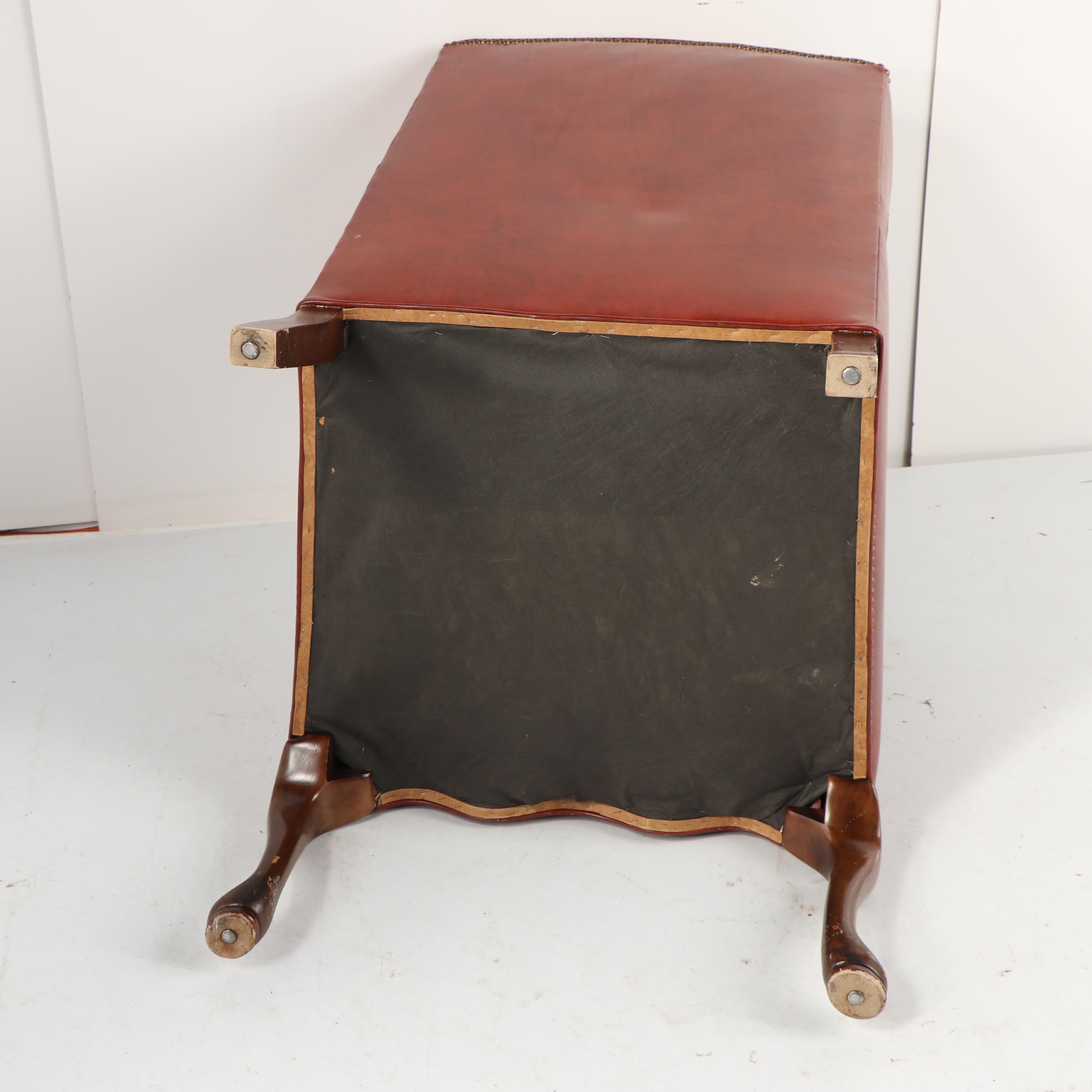 Vintage Brown Vinyl Upholstered Wingback Armchair