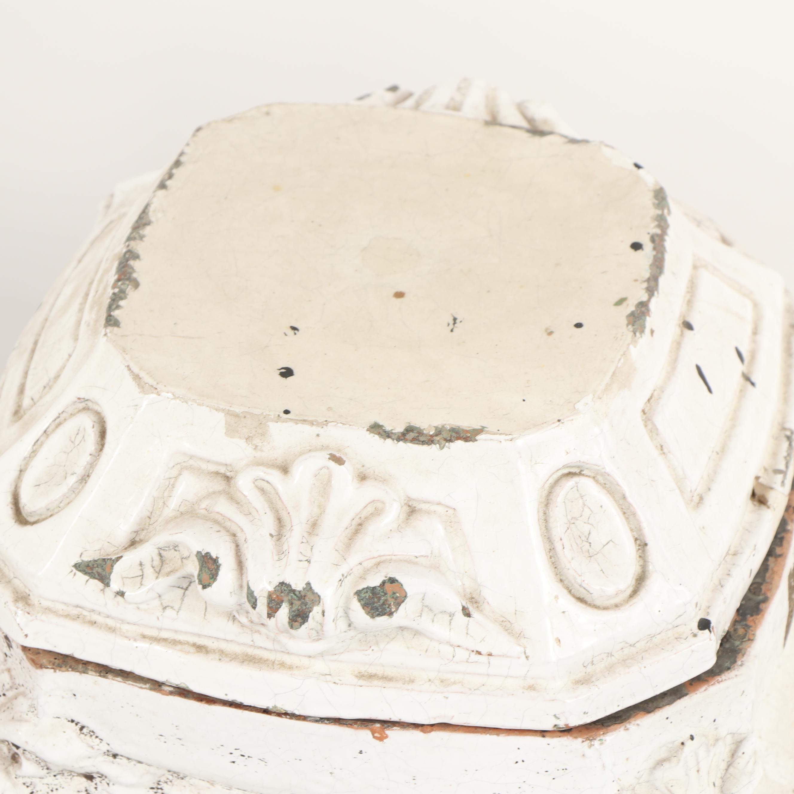 Vintage Painted Stoneware Lidded Table Lamps