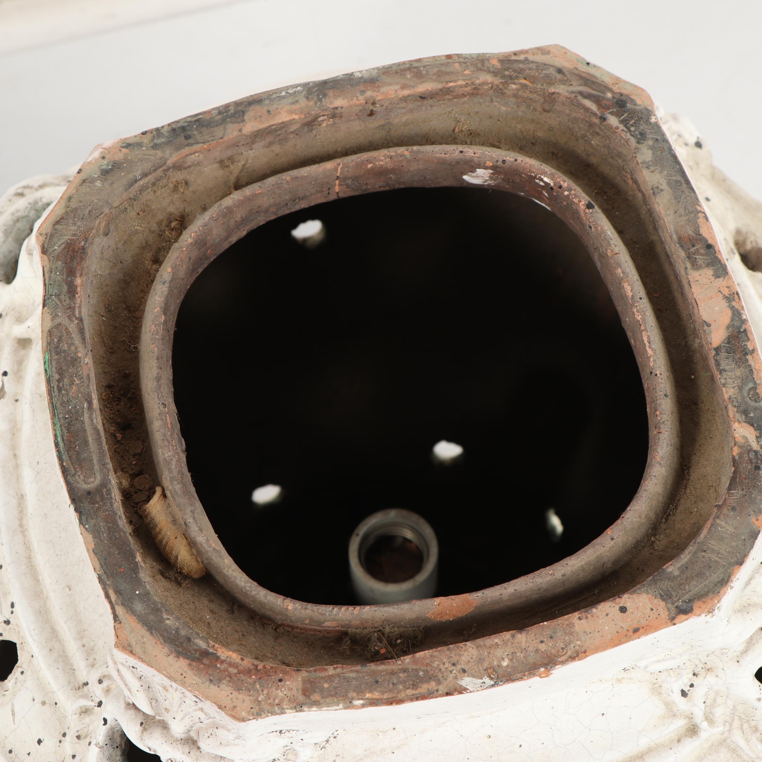 Vintage Painted Stoneware Lidded Table Lamps