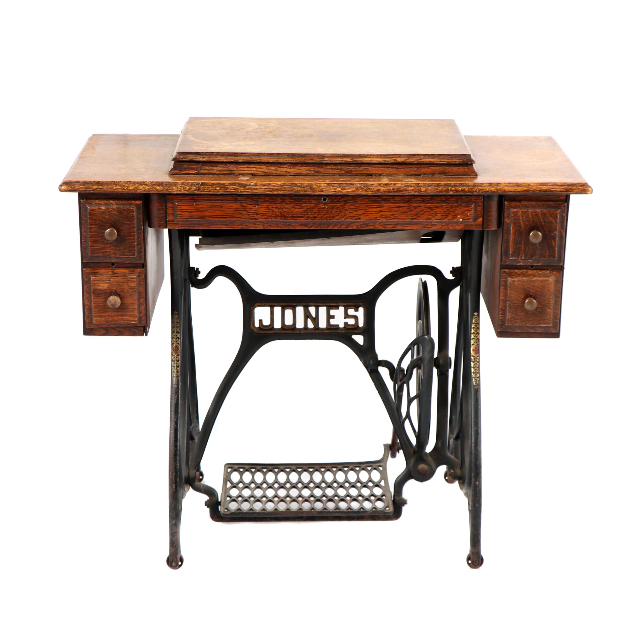 Oak and Iron Vintage Sewing Table
