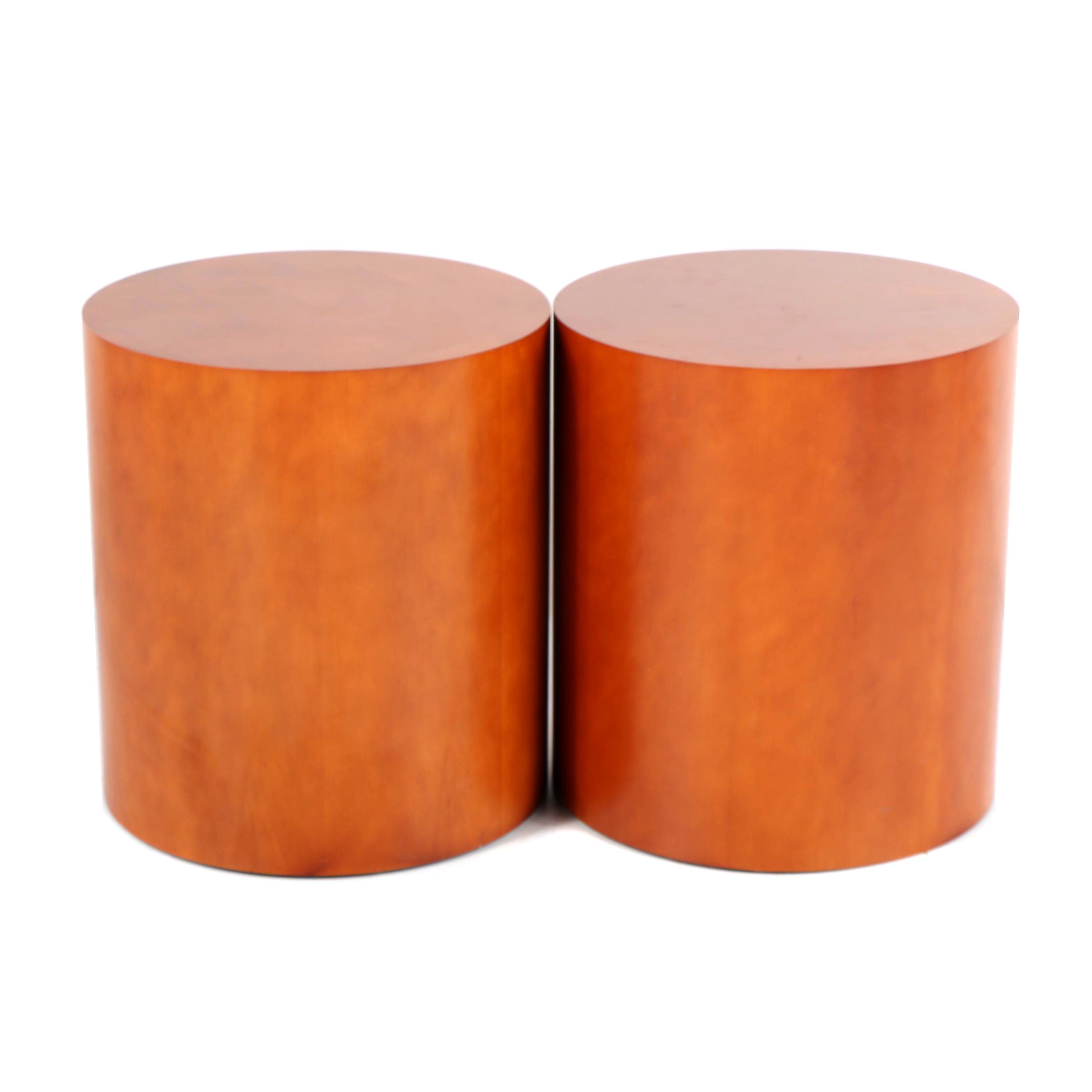 Cylindrical Veneered Accent Tables by Nemschoff
