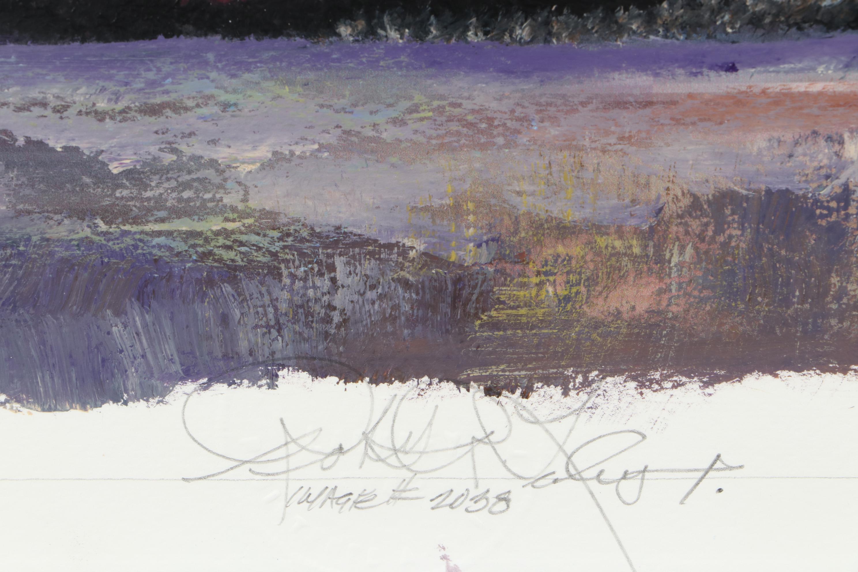 Robert Lackney Embellished Giclee "Light Fades Into Love"