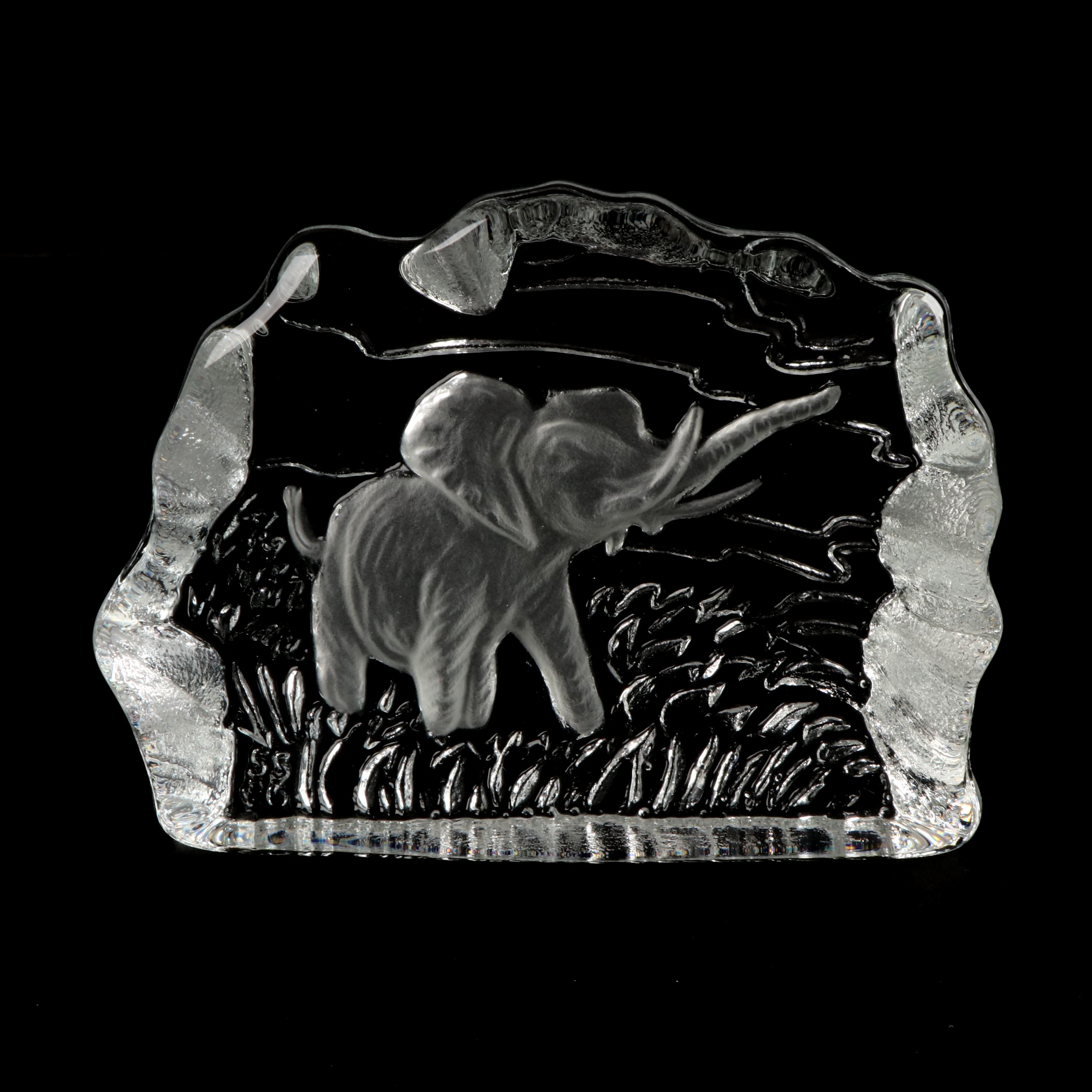Impressed Glass Elephant Paperweight
