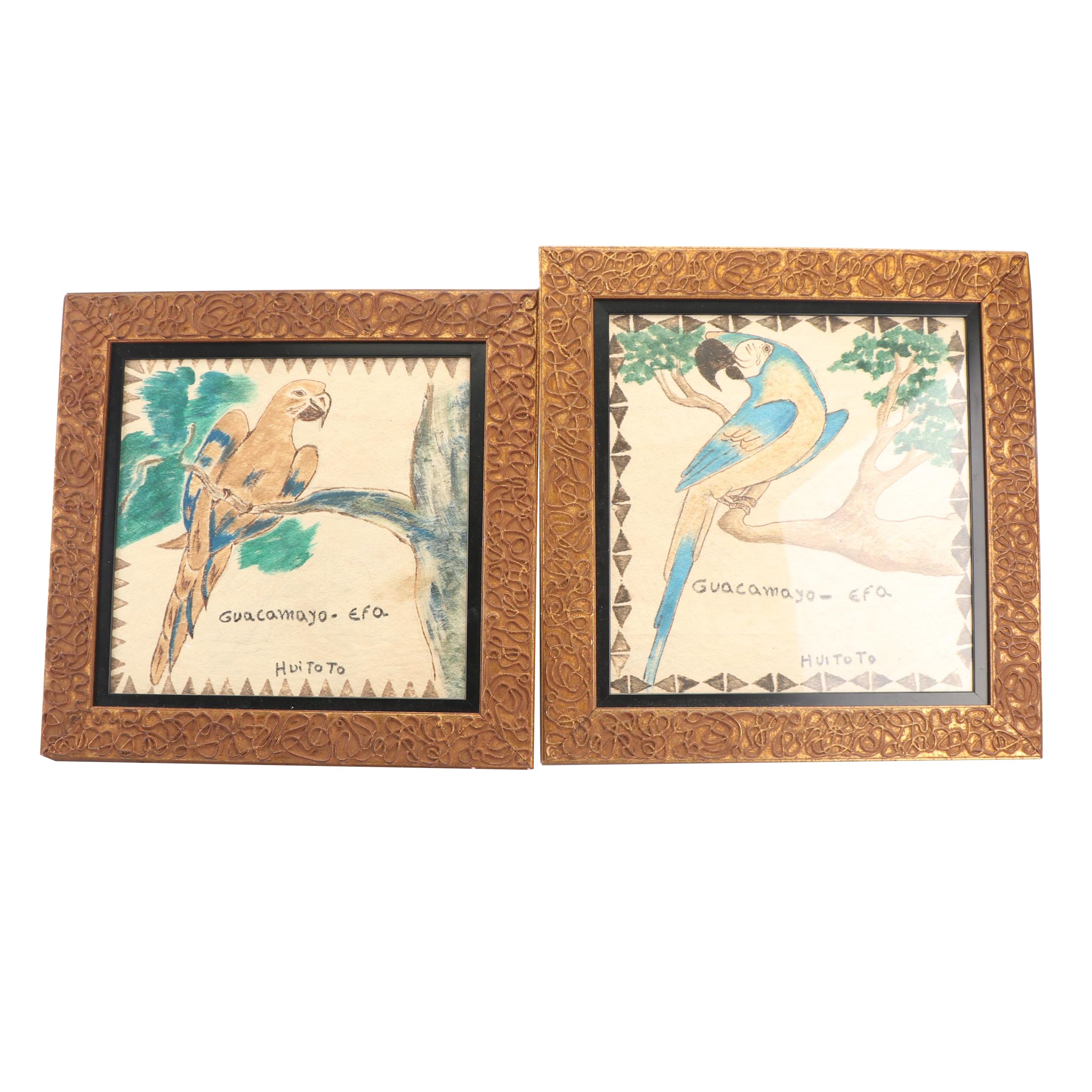 Peruvian Huitoto Hand-Painted Natural Fiber Textiles