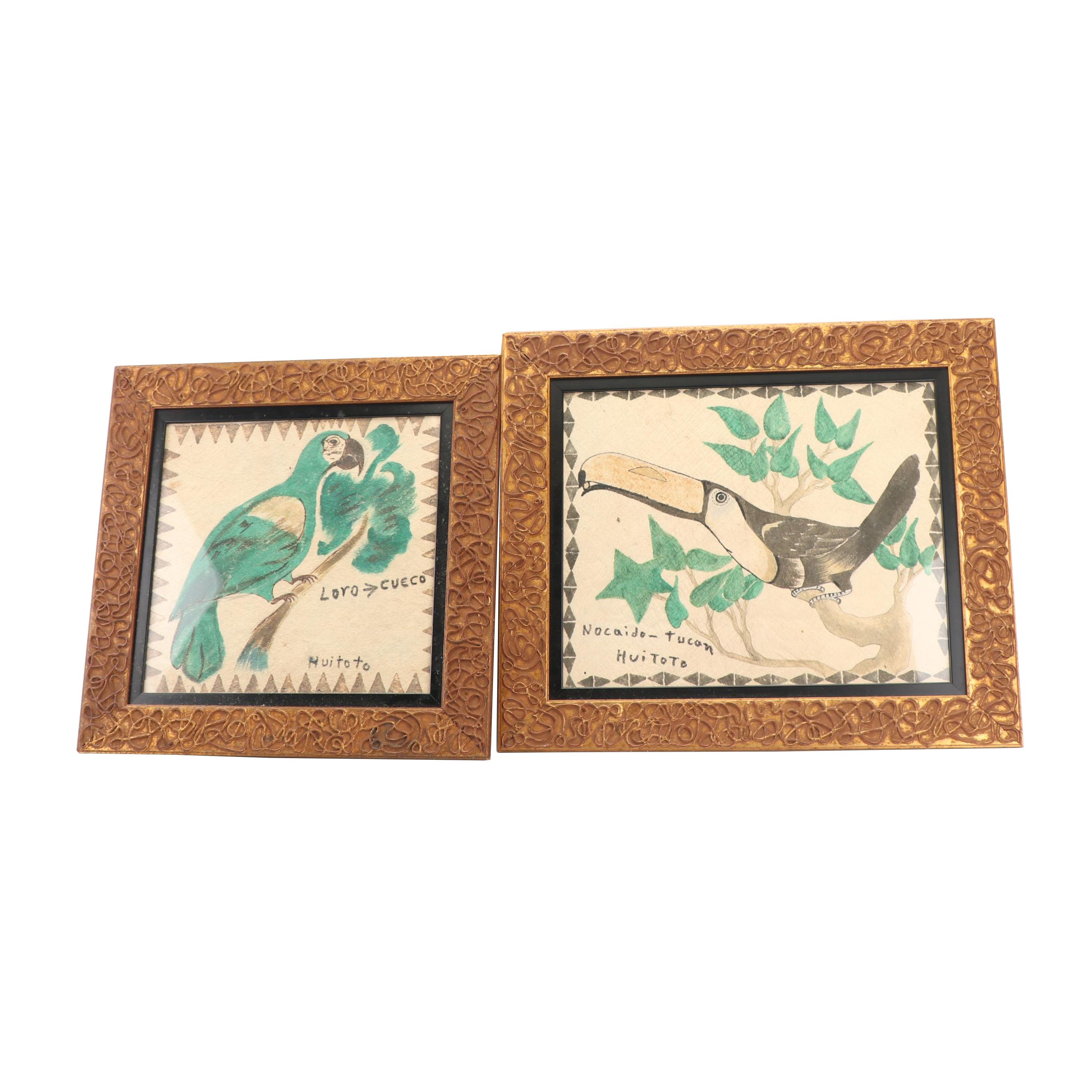 Peruvian Huitoto Hand-Painted Natural Fiber Textiles