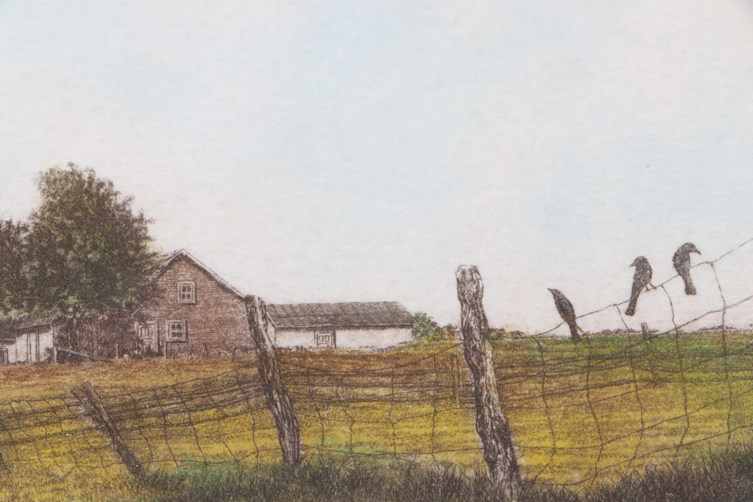 Miniature Hand-Colored Landscape Etching