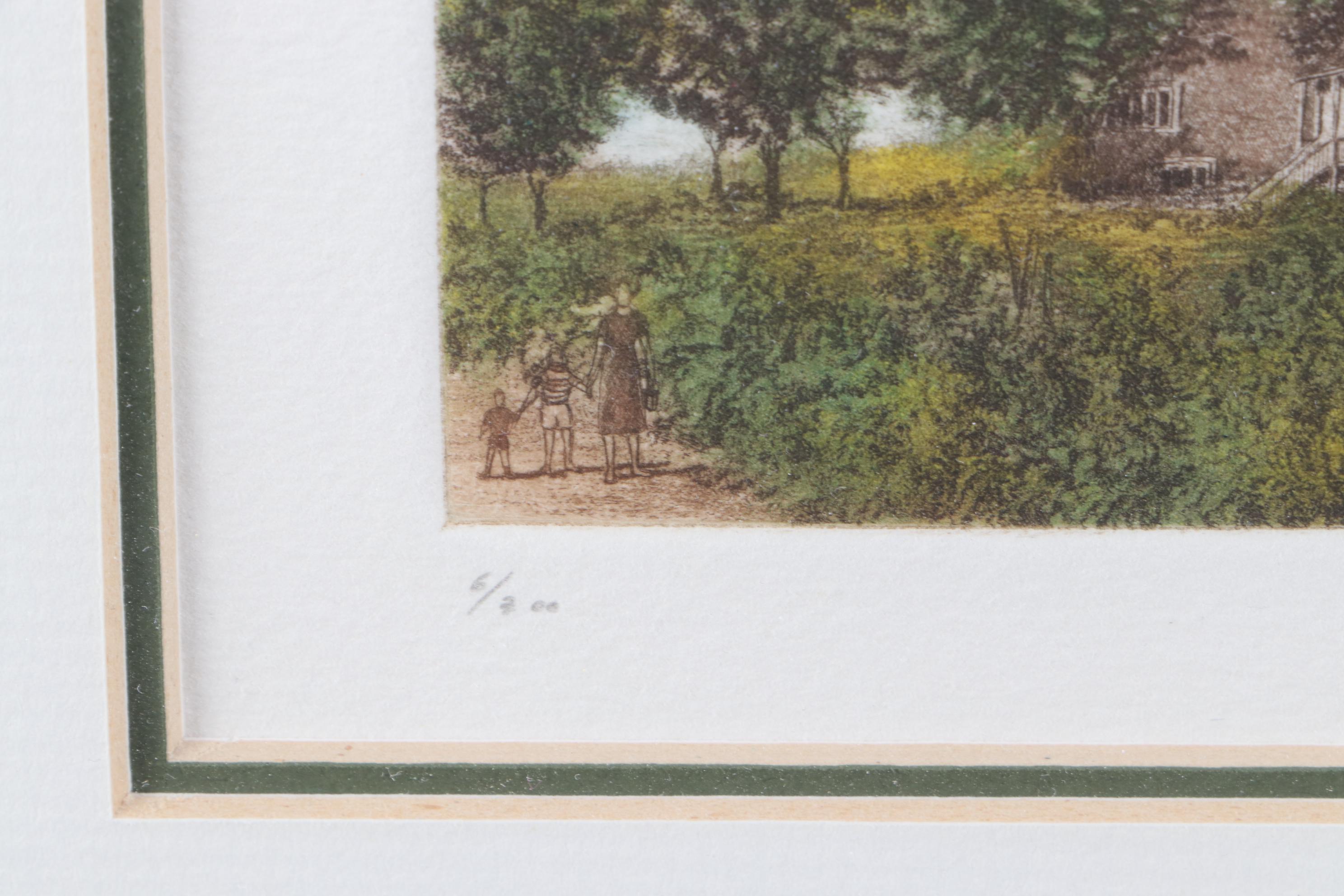 Miniature Hand-Colored Landscape Etching