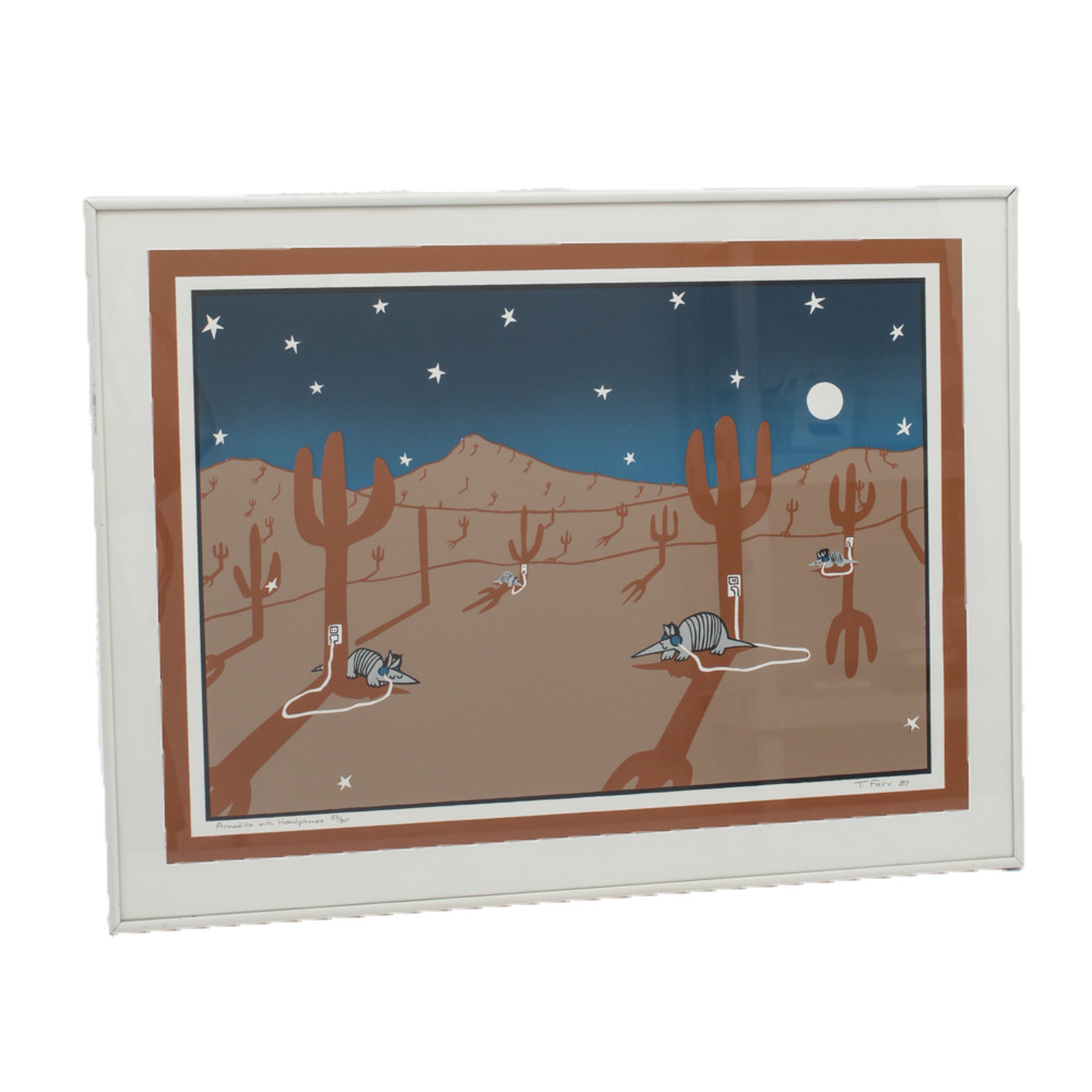 Teresa Farr Limited Edition Serigraph "Armadillo with Headphones"