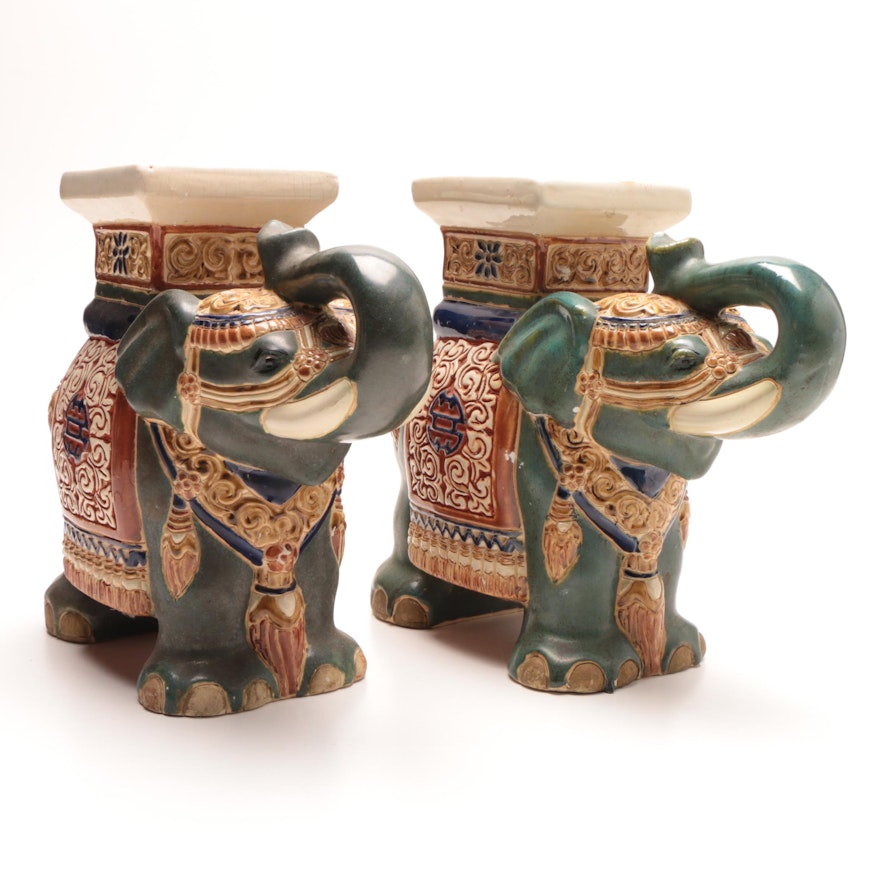 Chinese Elephant Shaped Ceramic Jars
