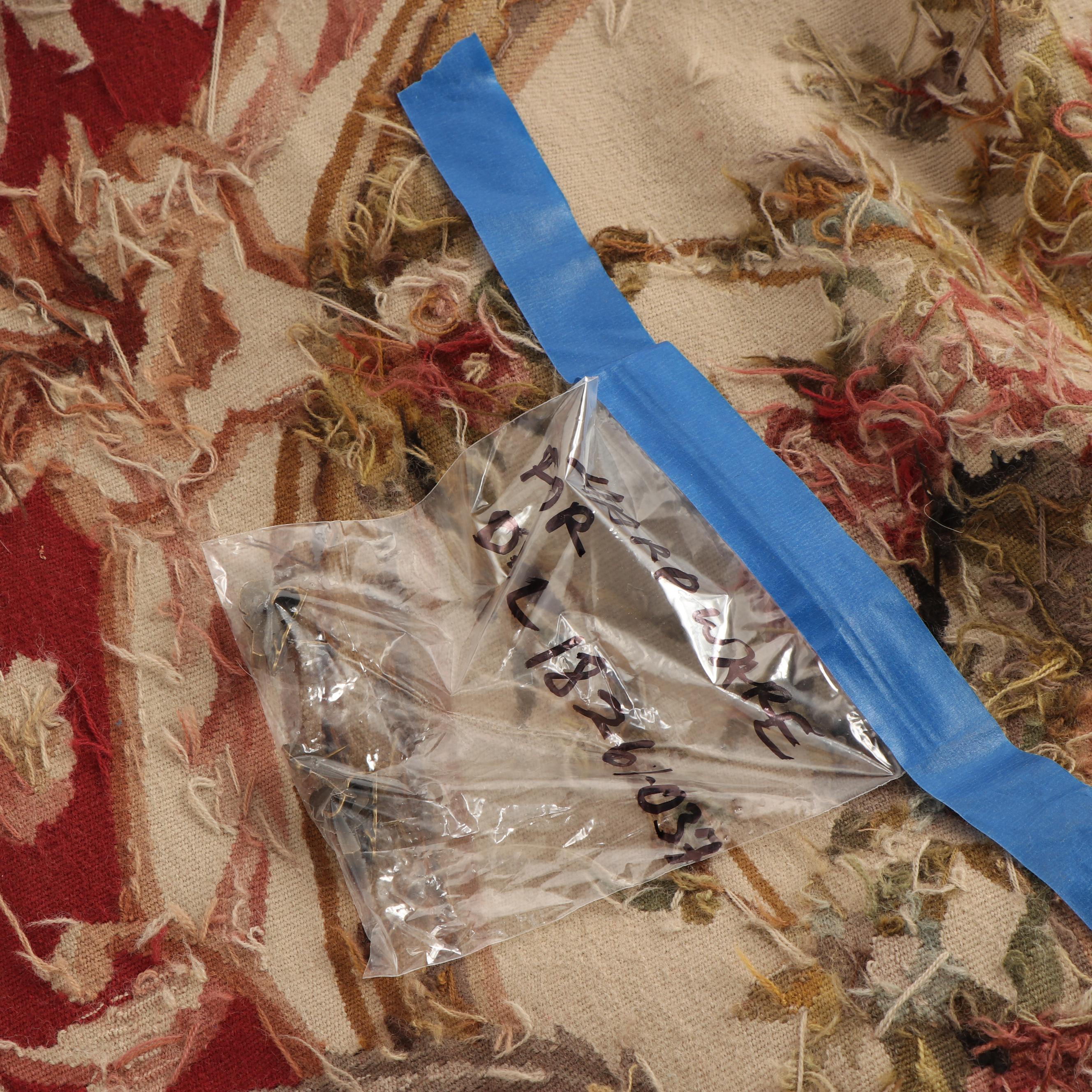 Needlepoint Aubusson-Style Wool Area Rug with Hanging Clips