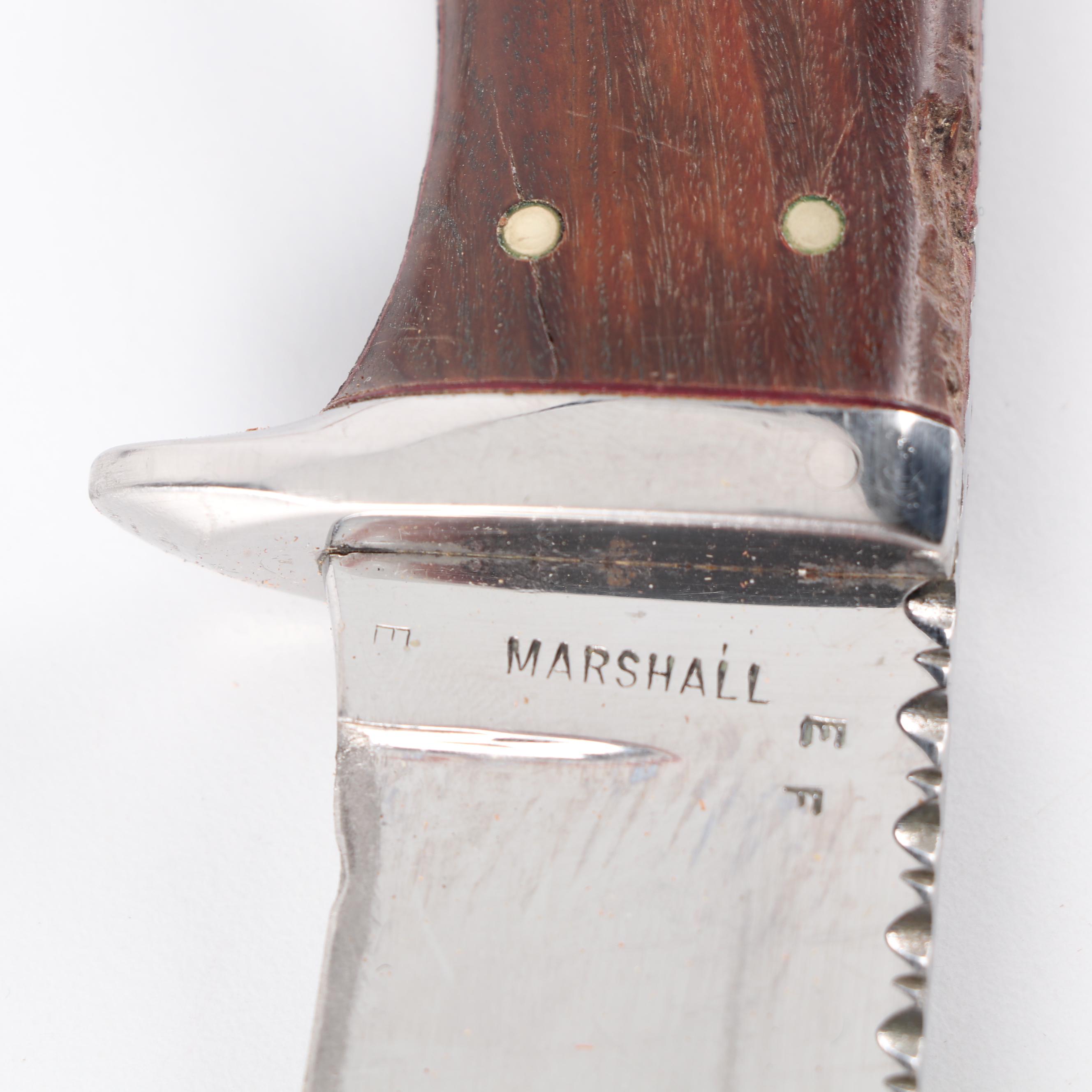 Marshall Custom Hunting Knife with Monogrammed Leather Sheath