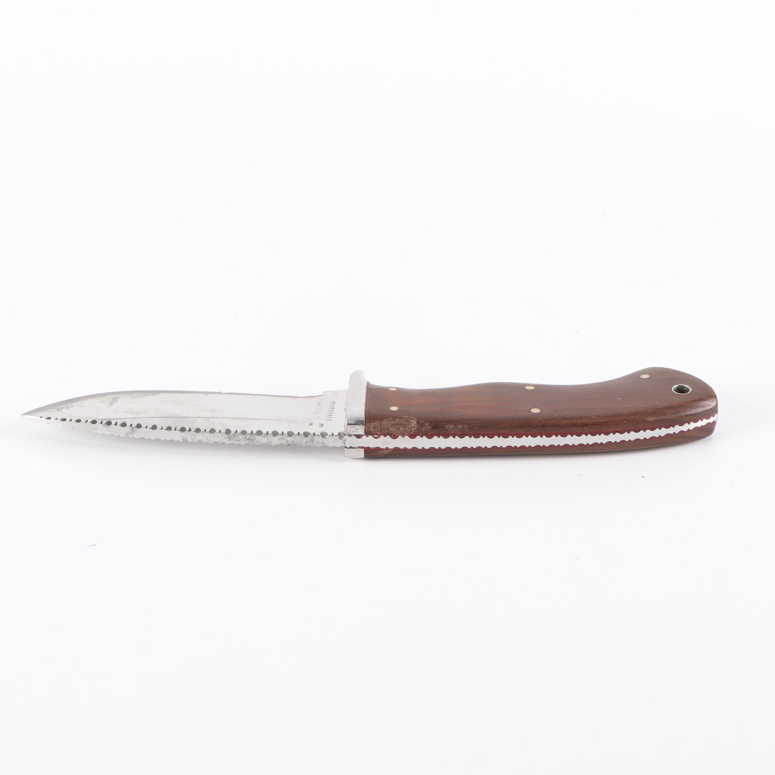 Marshall Custom Hunting Knife with Monogrammed Leather Sheath