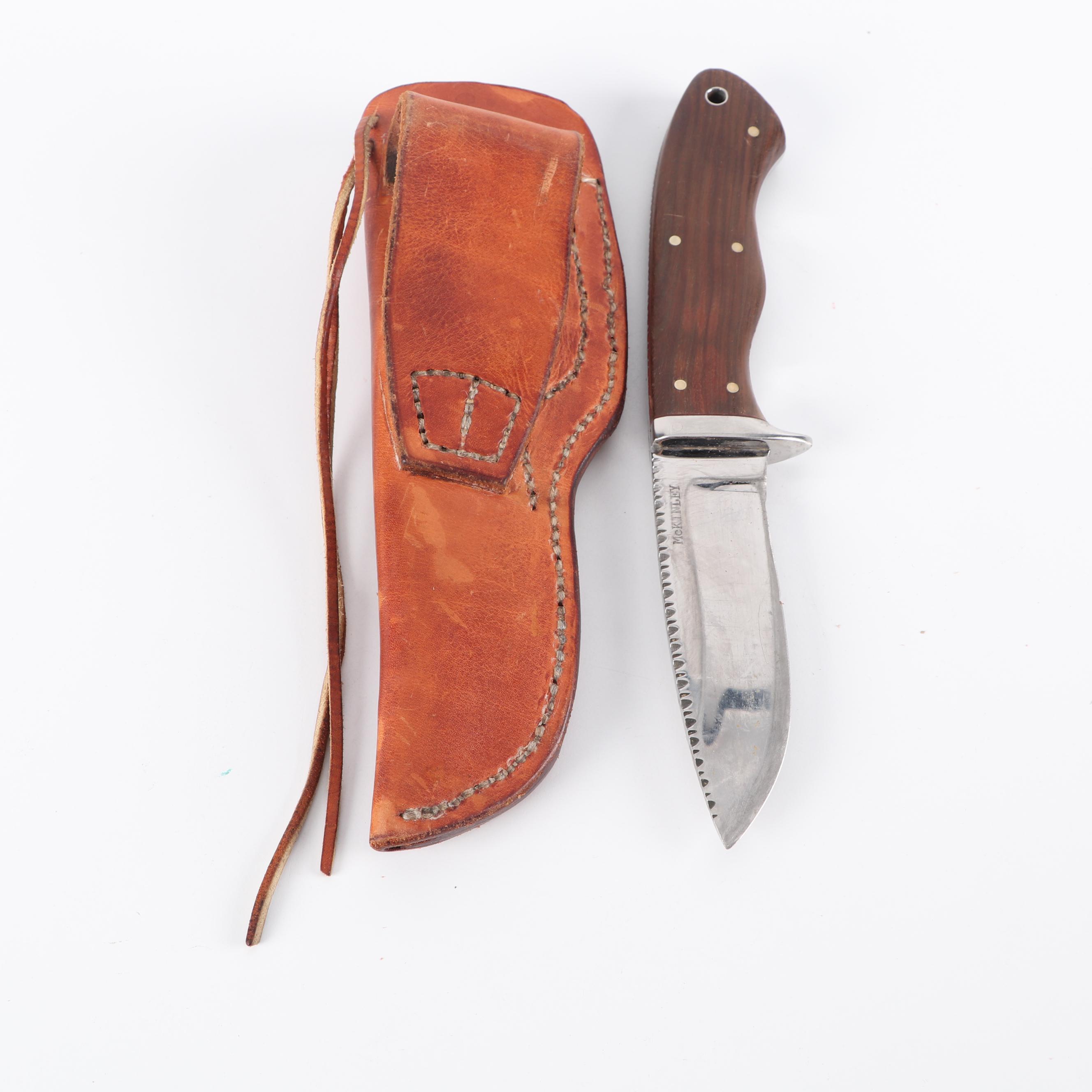 Marshall Custom Hunting Knife with Monogrammed Leather Sheath