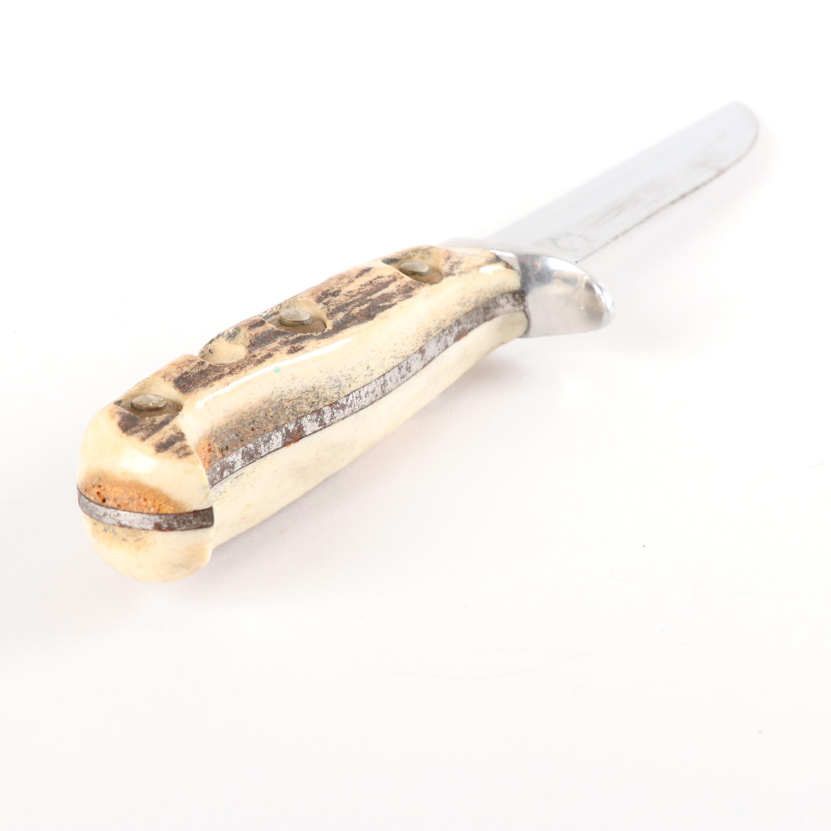 Puma "Trail-Guide" German Antler Handled Hunting Knife with Leather Sheath