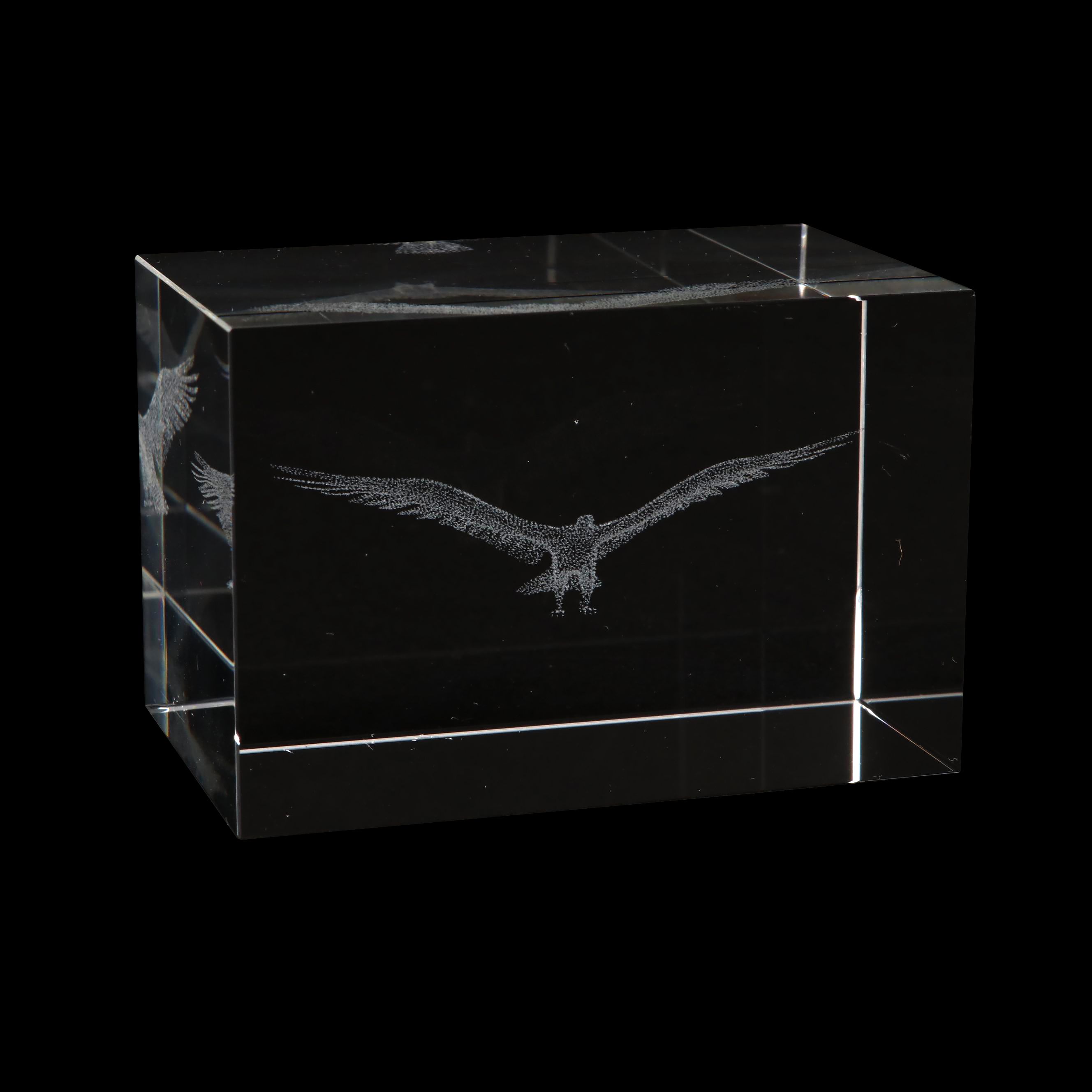 Laser Etched Flying Eagle Crystal Paperweight