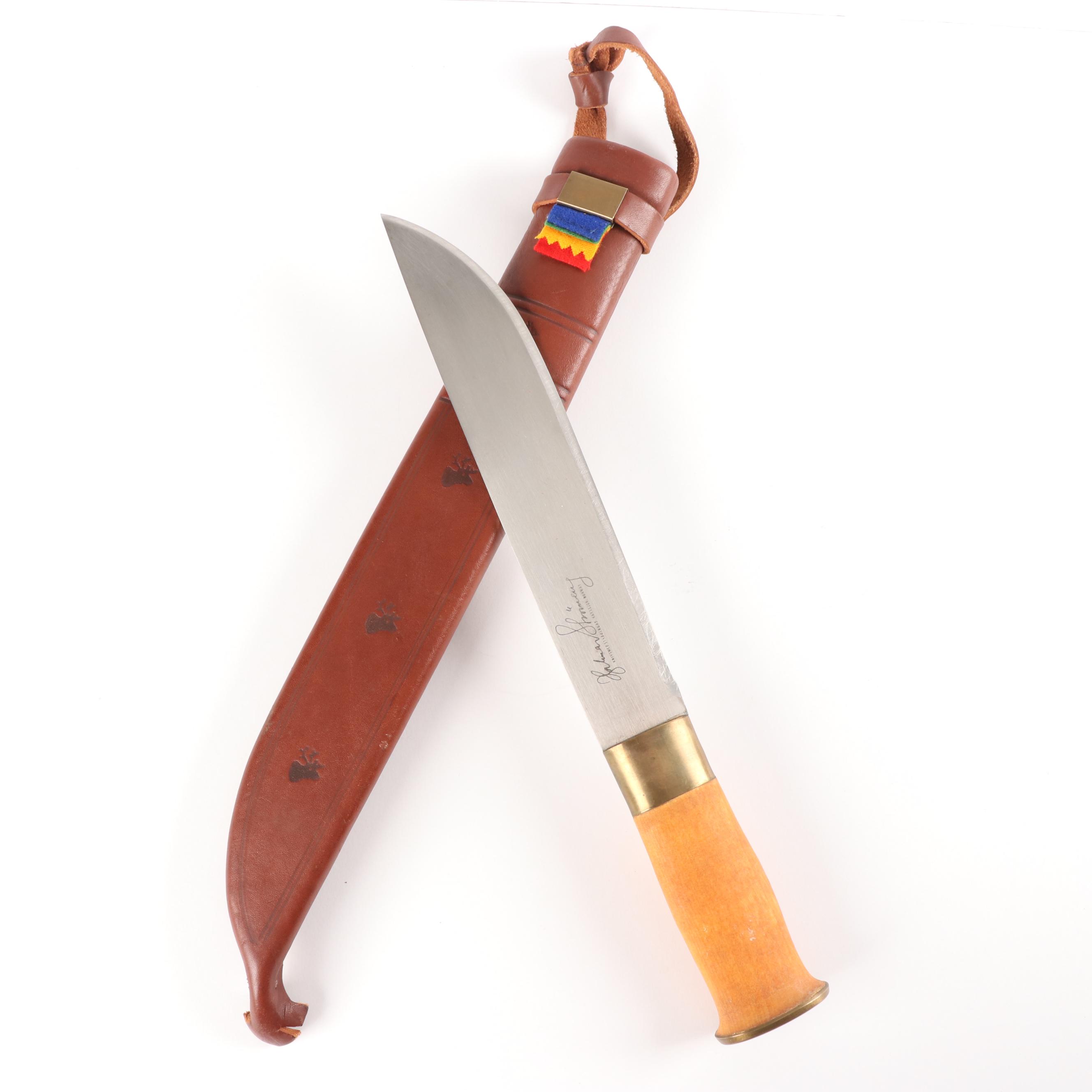 Knivsmed Strømeng Norwegian Hunting Knife with Embossed Leather Sheath