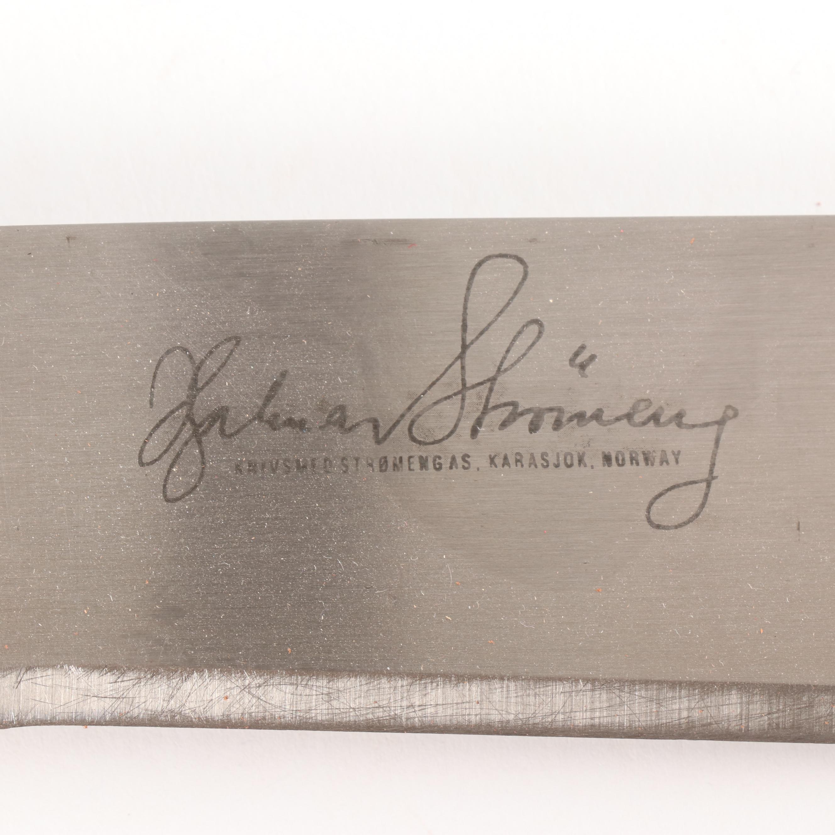 Knivsmed Strømeng Norwegian Hunting Knife with Embossed Leather Sheath