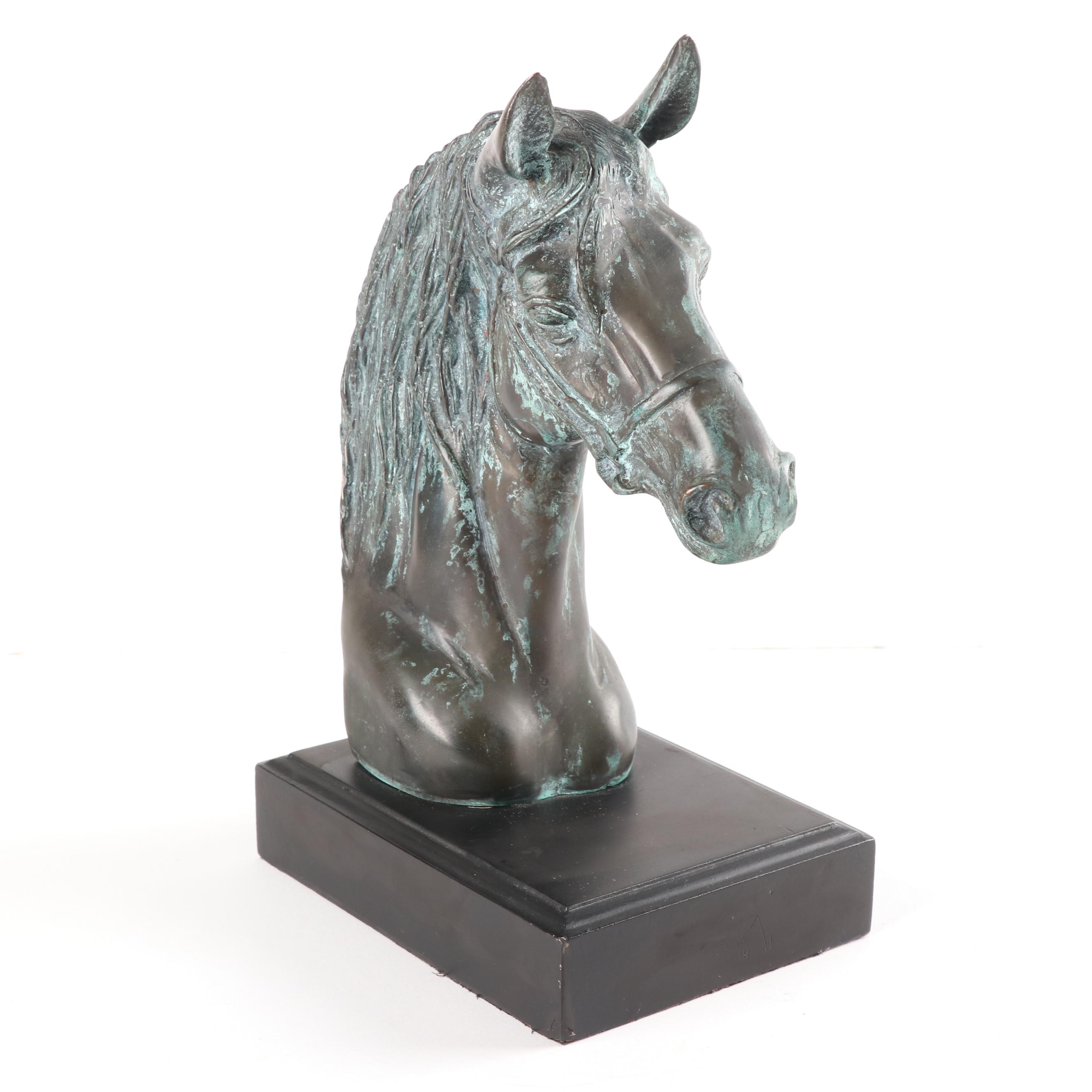 Cast Bronze Horse Head Sculpture