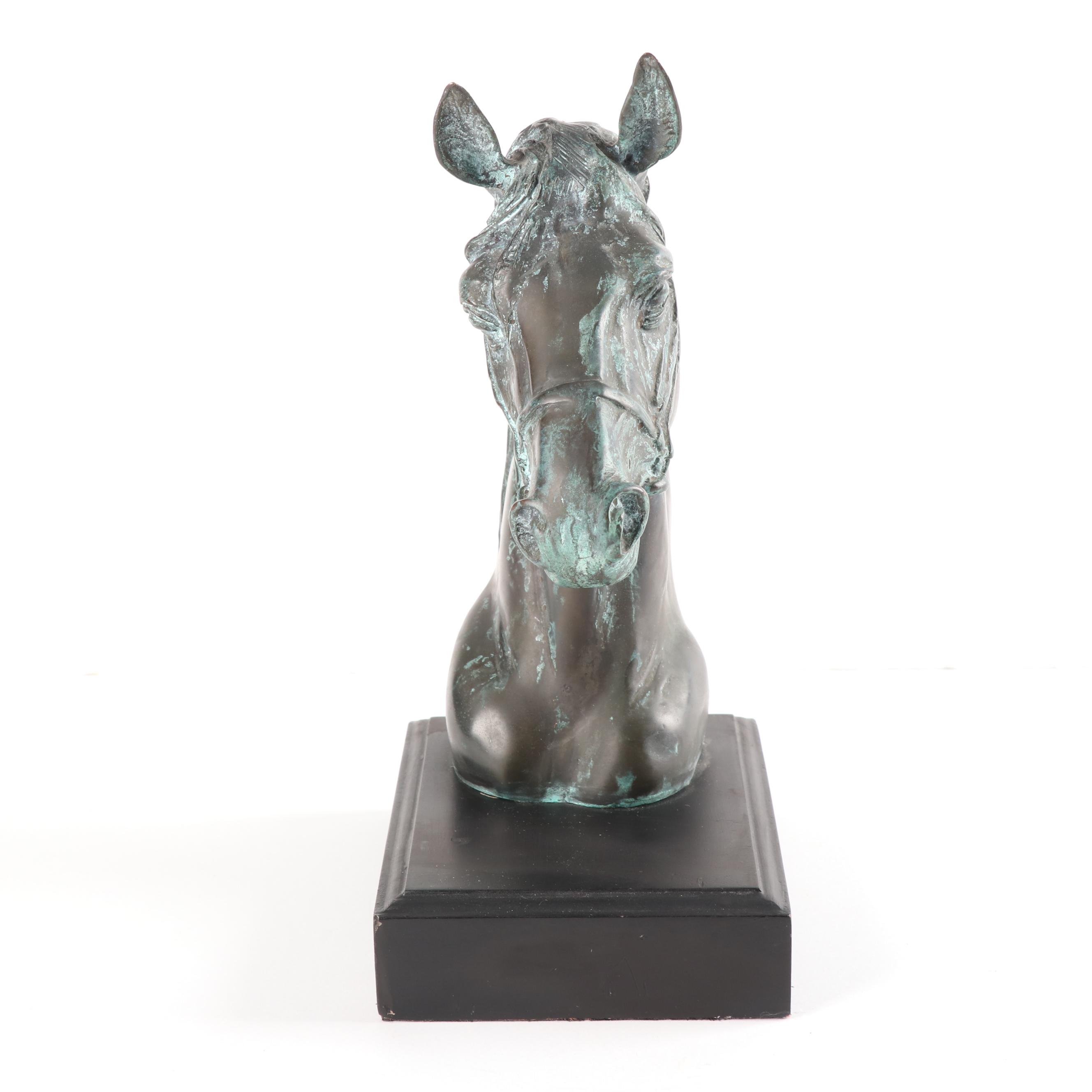 Cast Bronze Horse Head Sculpture