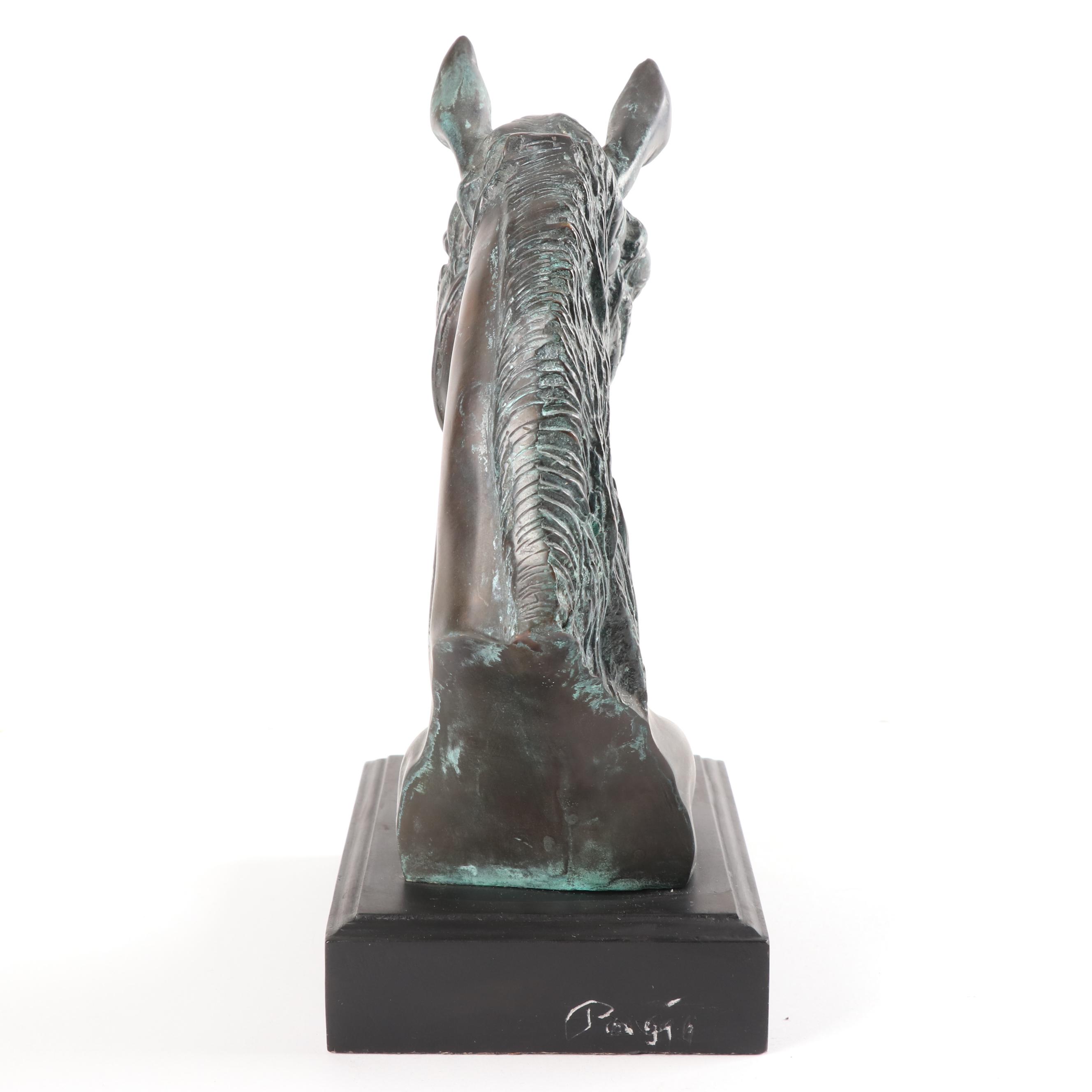 Cast Bronze Horse Head Sculpture