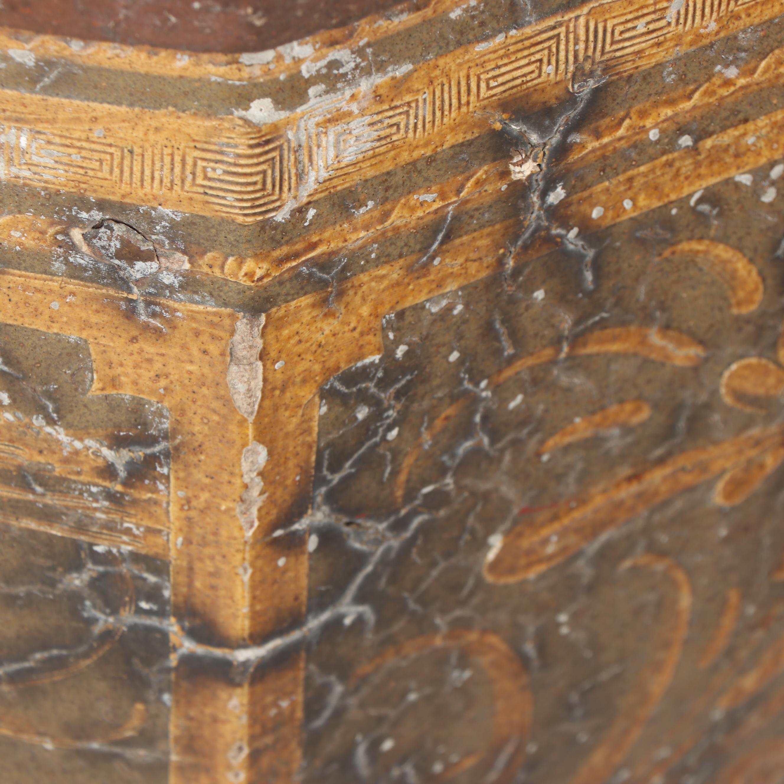 Chinese Pidan Style Ceramic Vessel with Metal Interior Tray