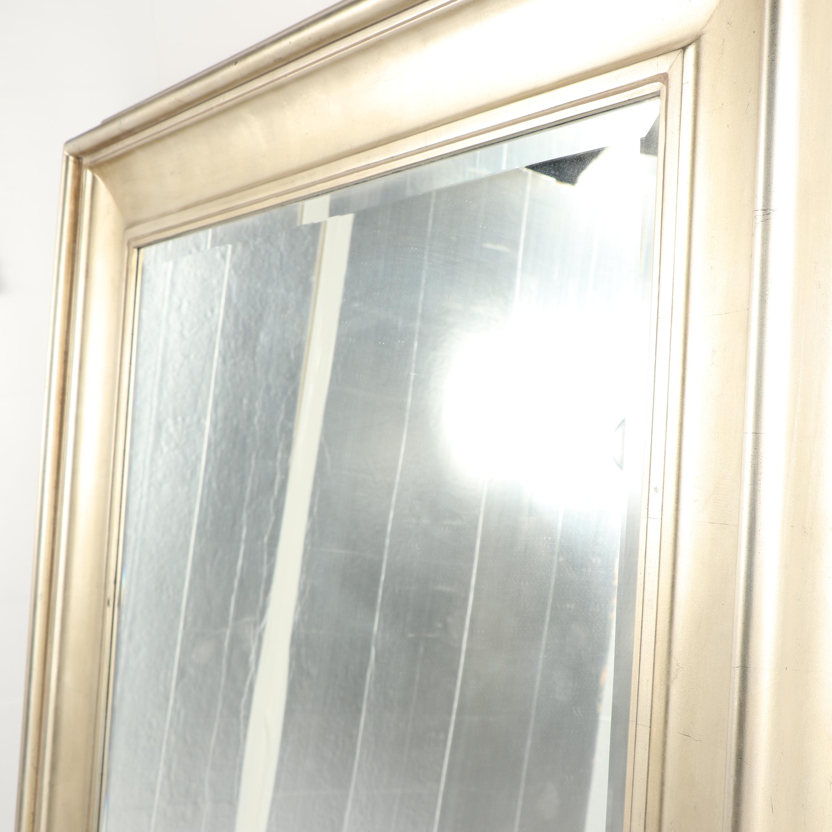 Uttermost Contemporary Silver Painted Oversized Beveled Wall Mirror