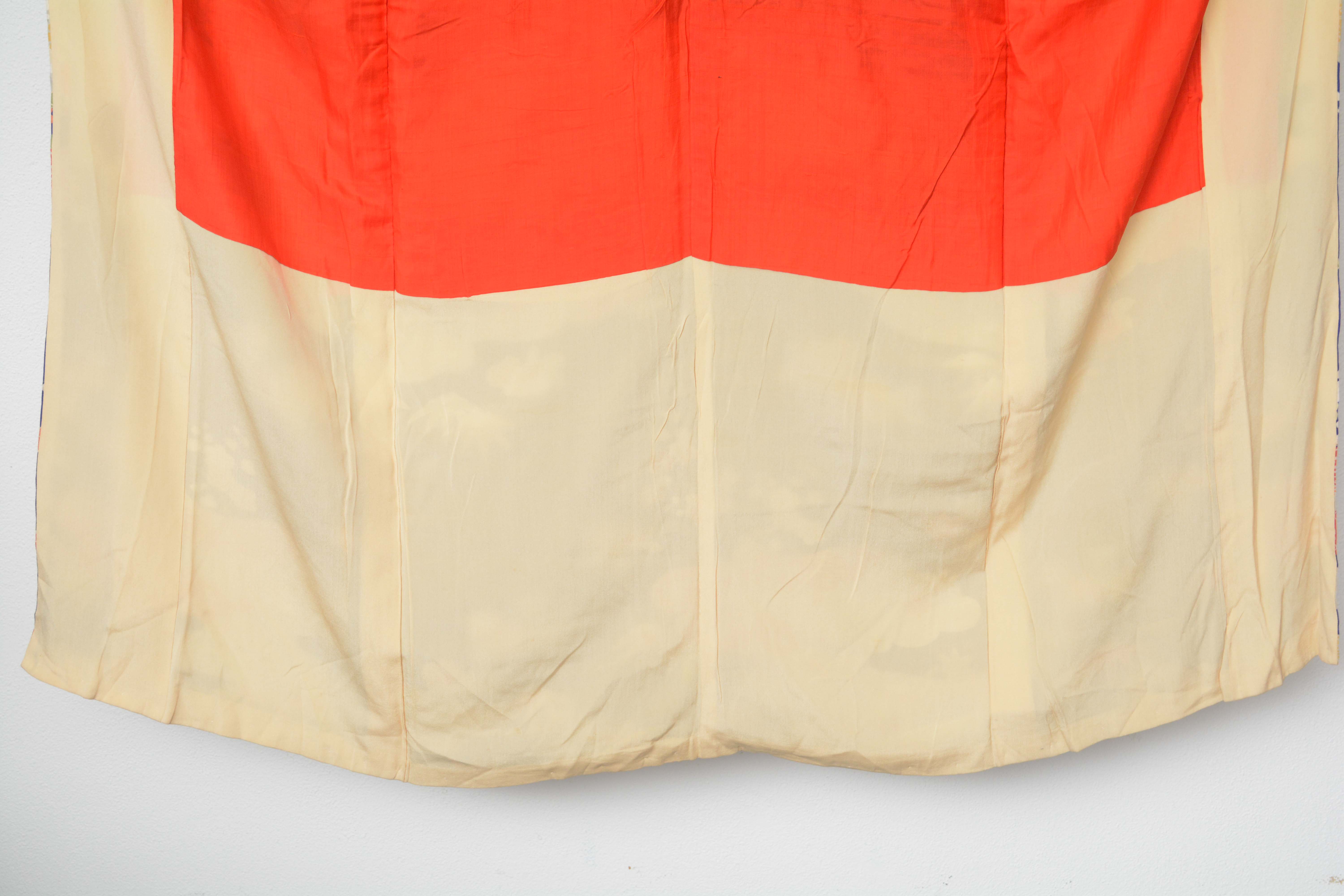 Circa 1915 Antique Japanese Handwoven Silk Damask Komon Kimono