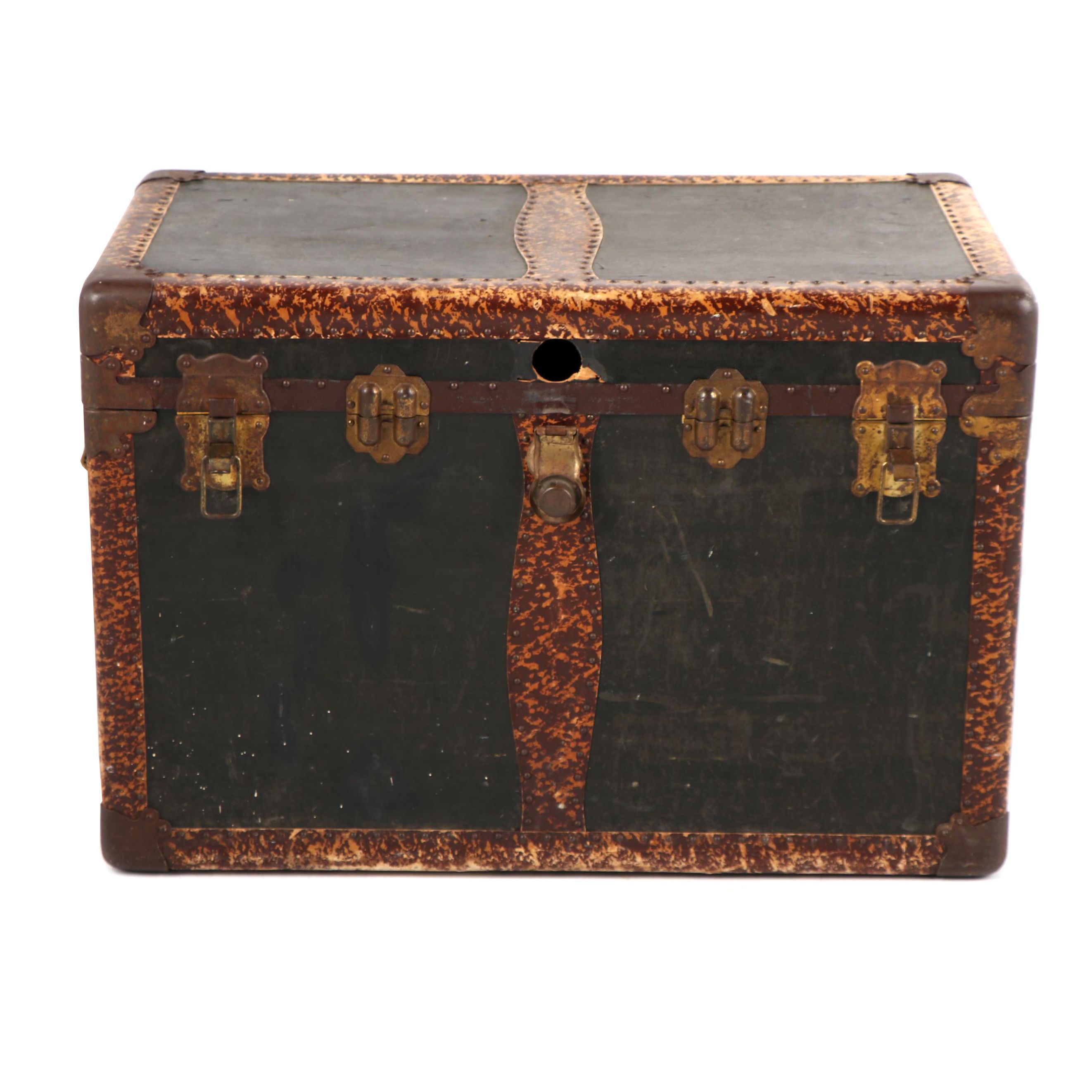 Vintage Steamer Trunk with Mottled Accents